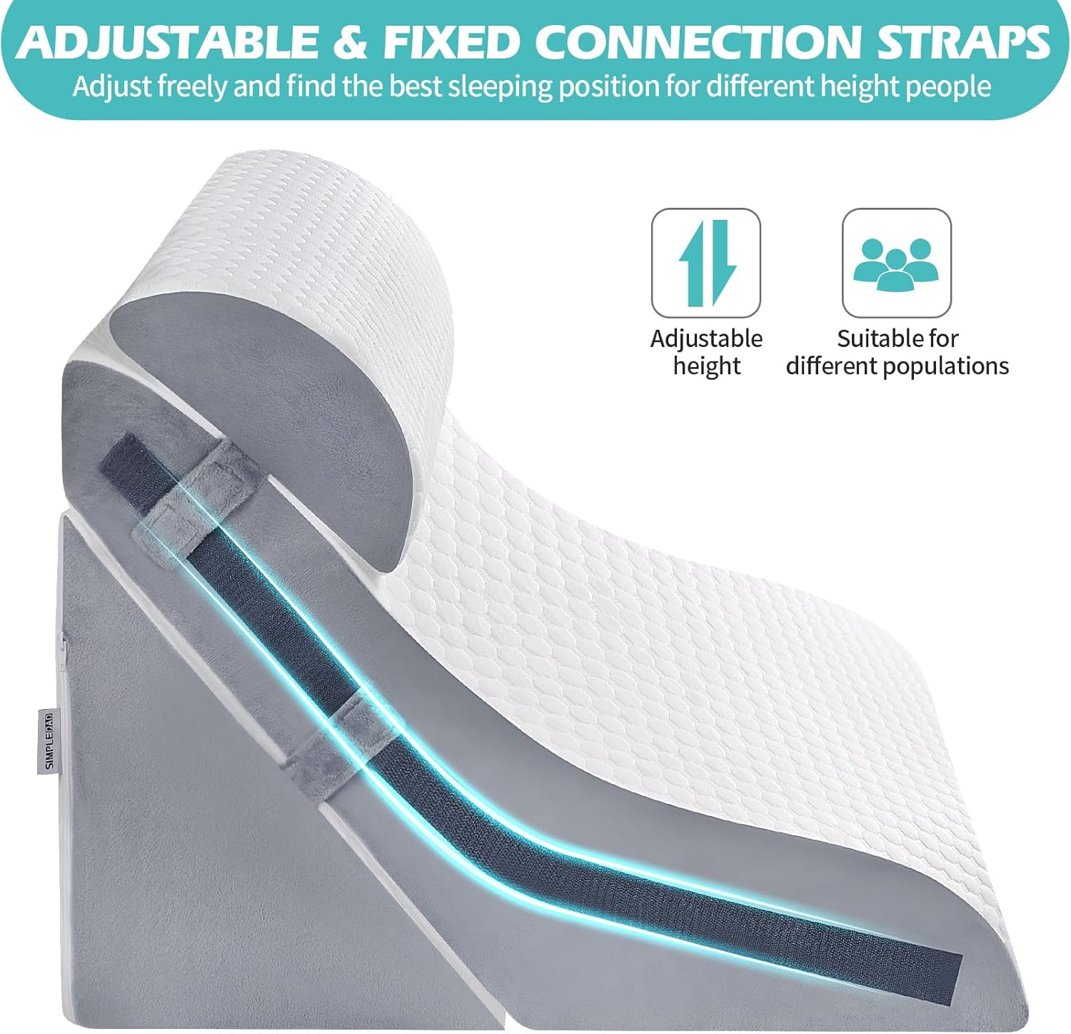 Simpledad Wedge Pillow Set 3PCS 15-in-1 Adjustable Memory Foam