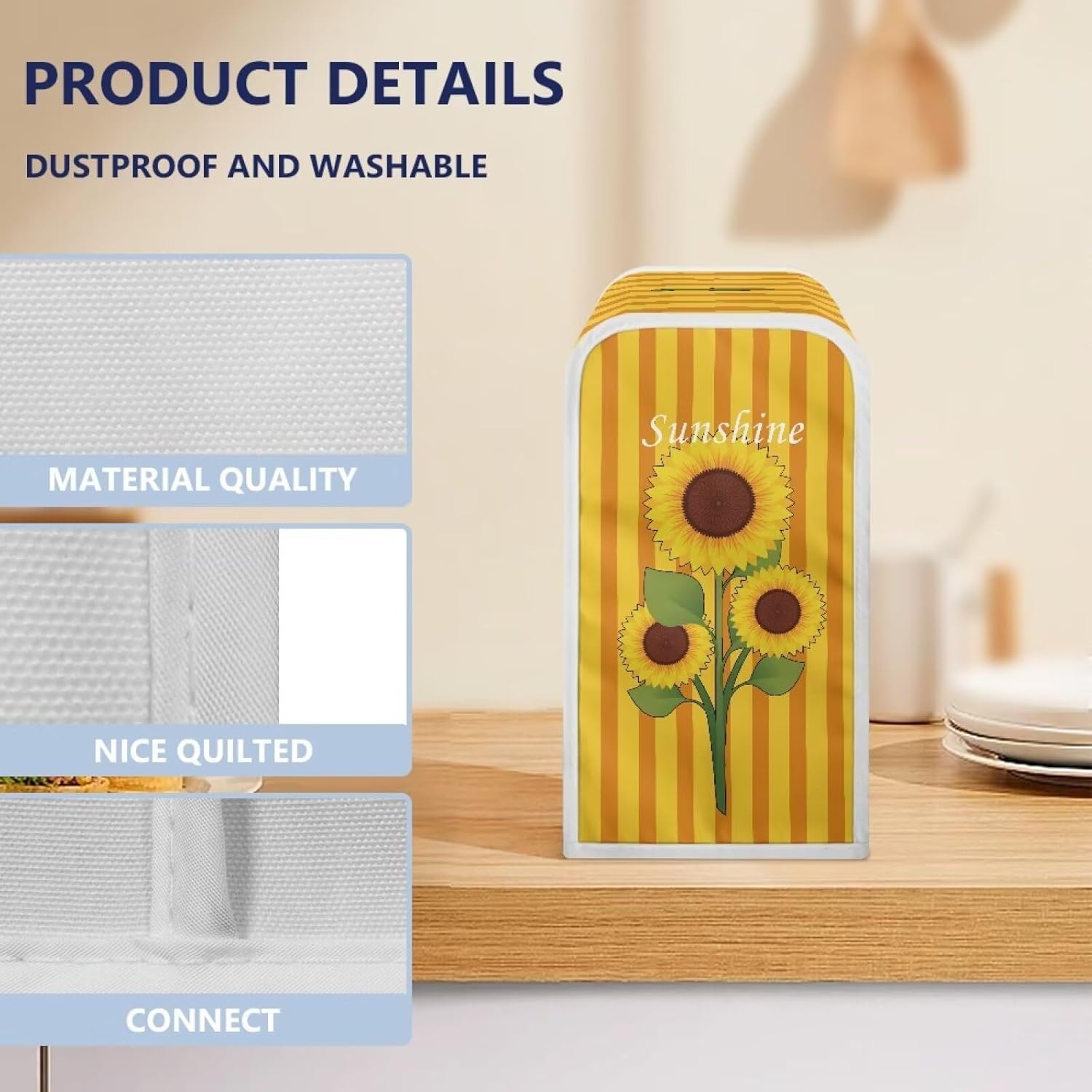 Annejudy Electric Can Opener Cover with Sunflower Stripes