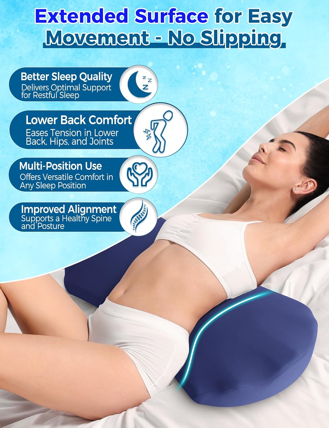 Fledano Cooling Lumbar Support Pillow for Back Pain Relief