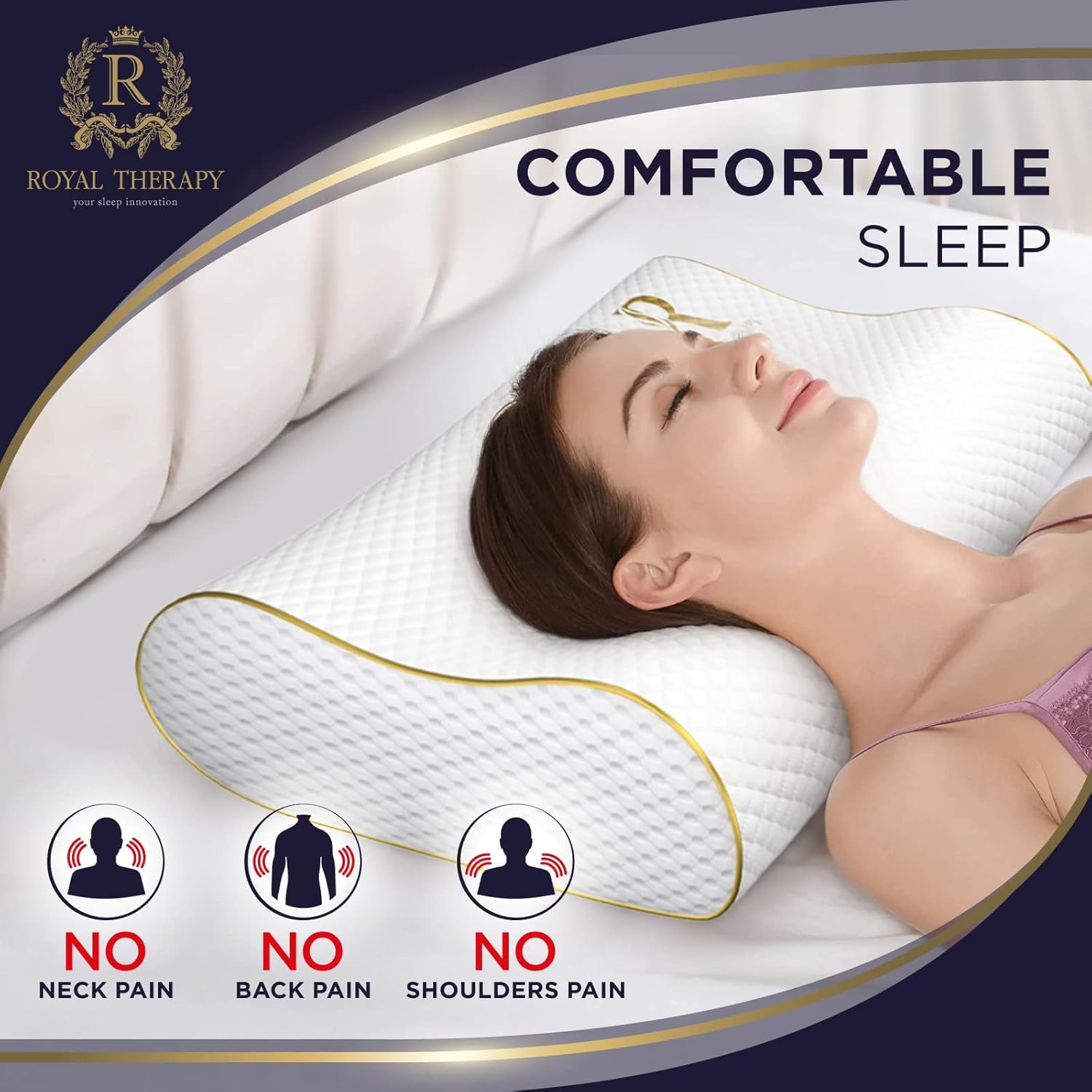 Royal Therapy Memory Foam Pillow for Neck and Shoulder Pain Relief