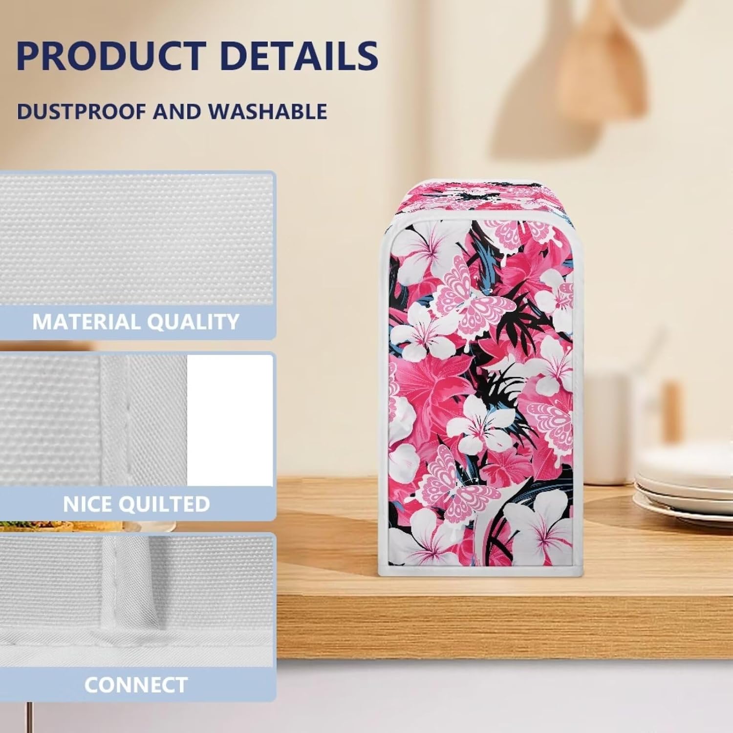 Pink Butterfly Electric Can Opener Cover with Dust Protection