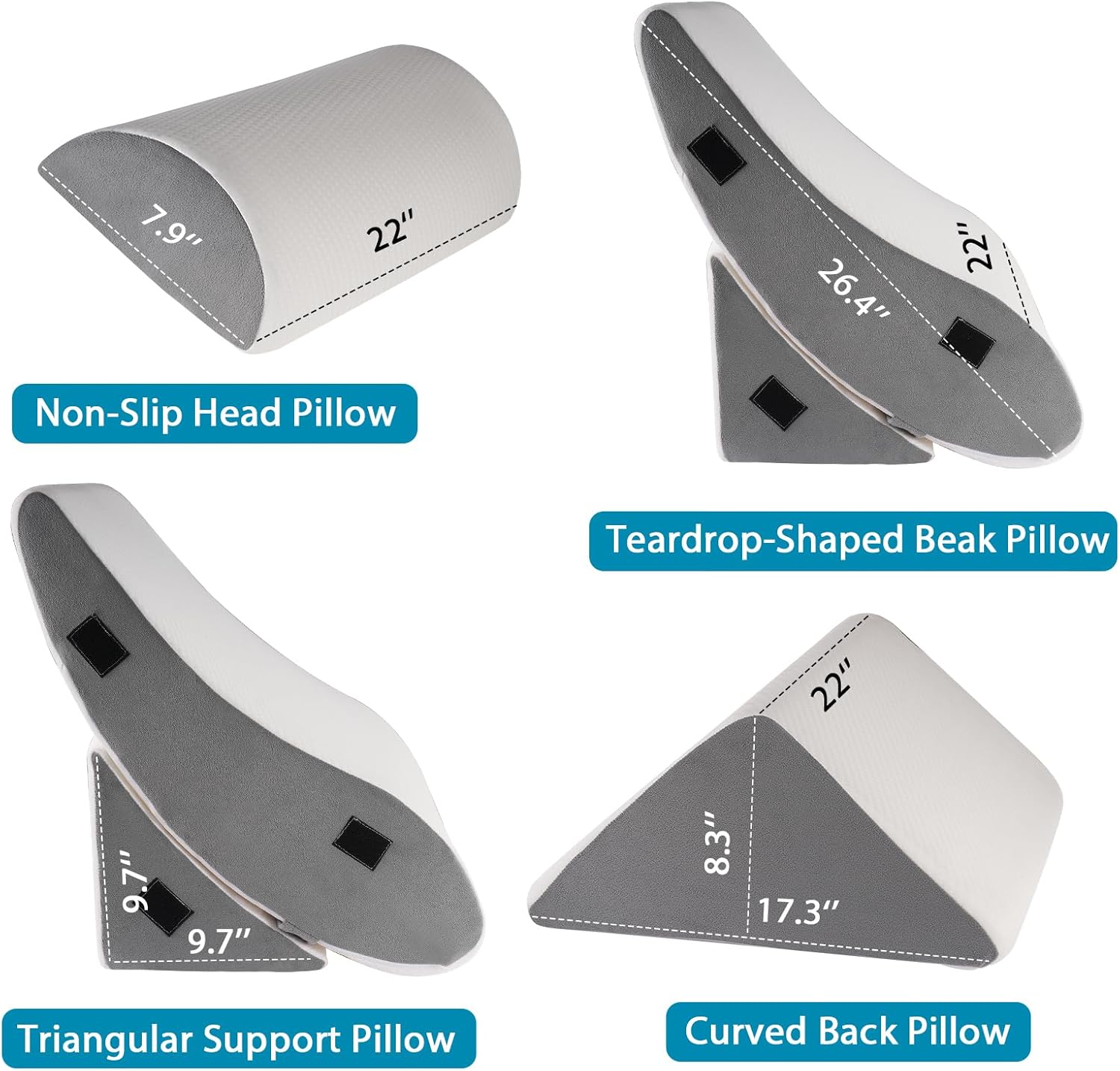 4PCS Orthopedic Wedge Pillow Set for Back Leg Support