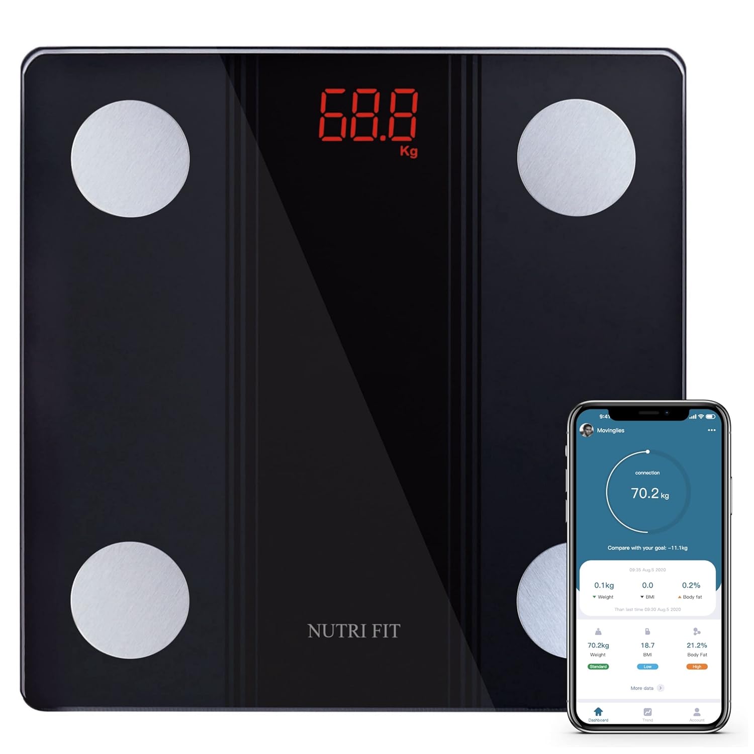 NUTRI FIT Smart Body Fat Scale with Bluetooth Sync