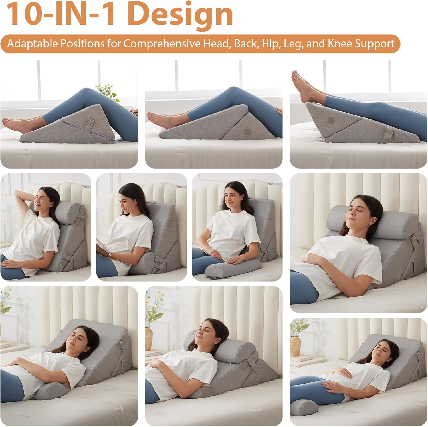 3PCS Wedge Pillow Set for Back Support and Pain Relief