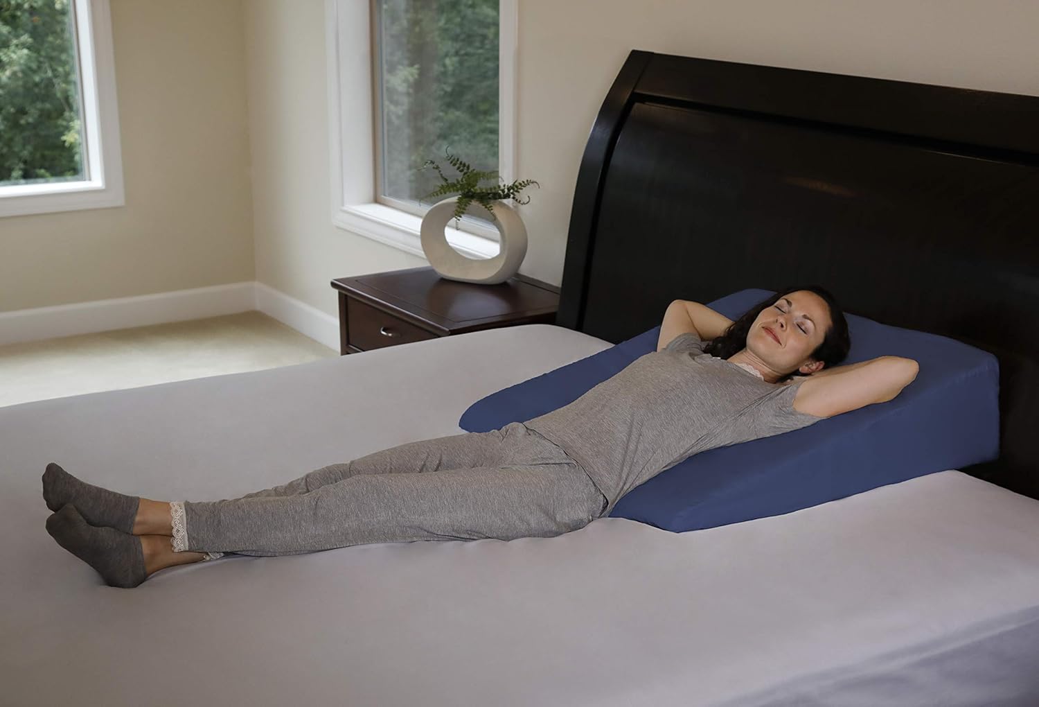 InteVision Extra Large Bed Wedge Pillow with Headrest