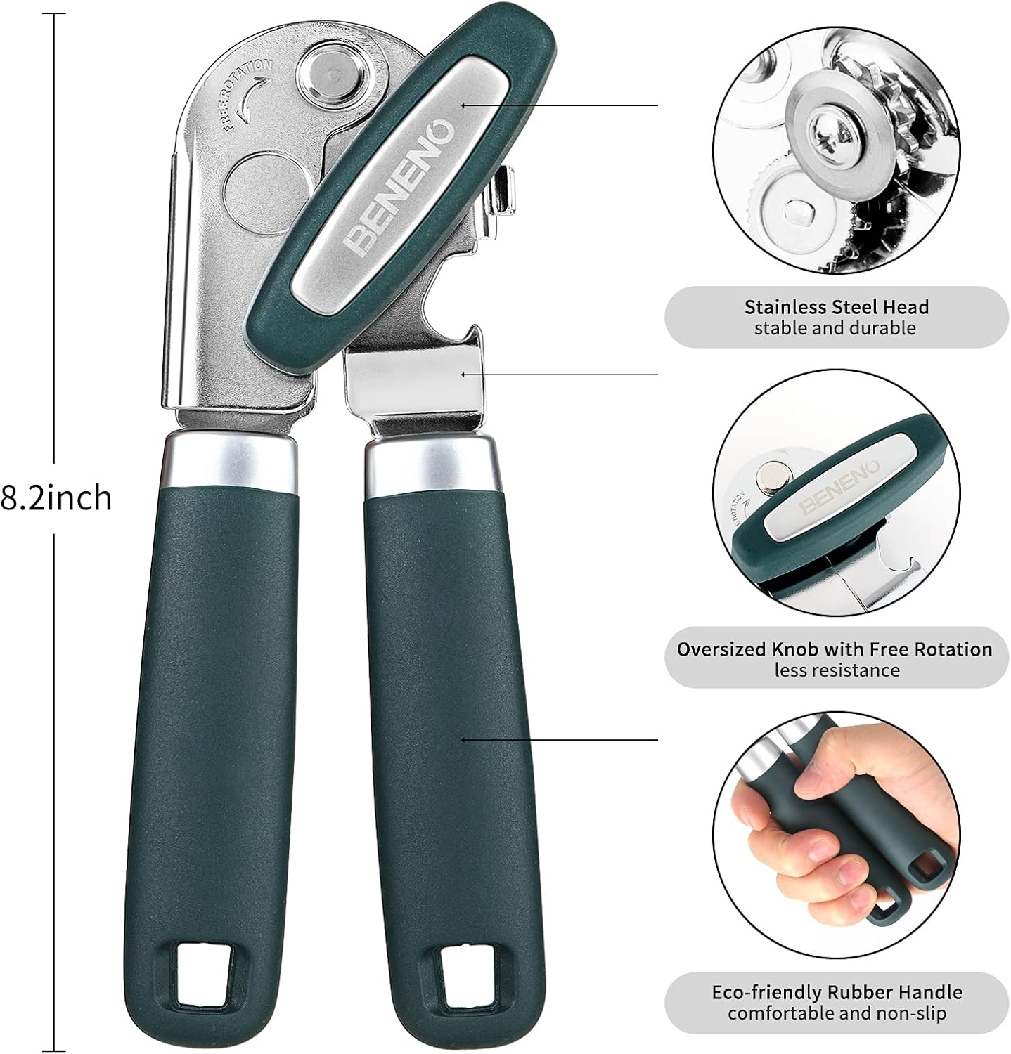 Beneno Manual Can Opener with Magnet and Bottle Opener