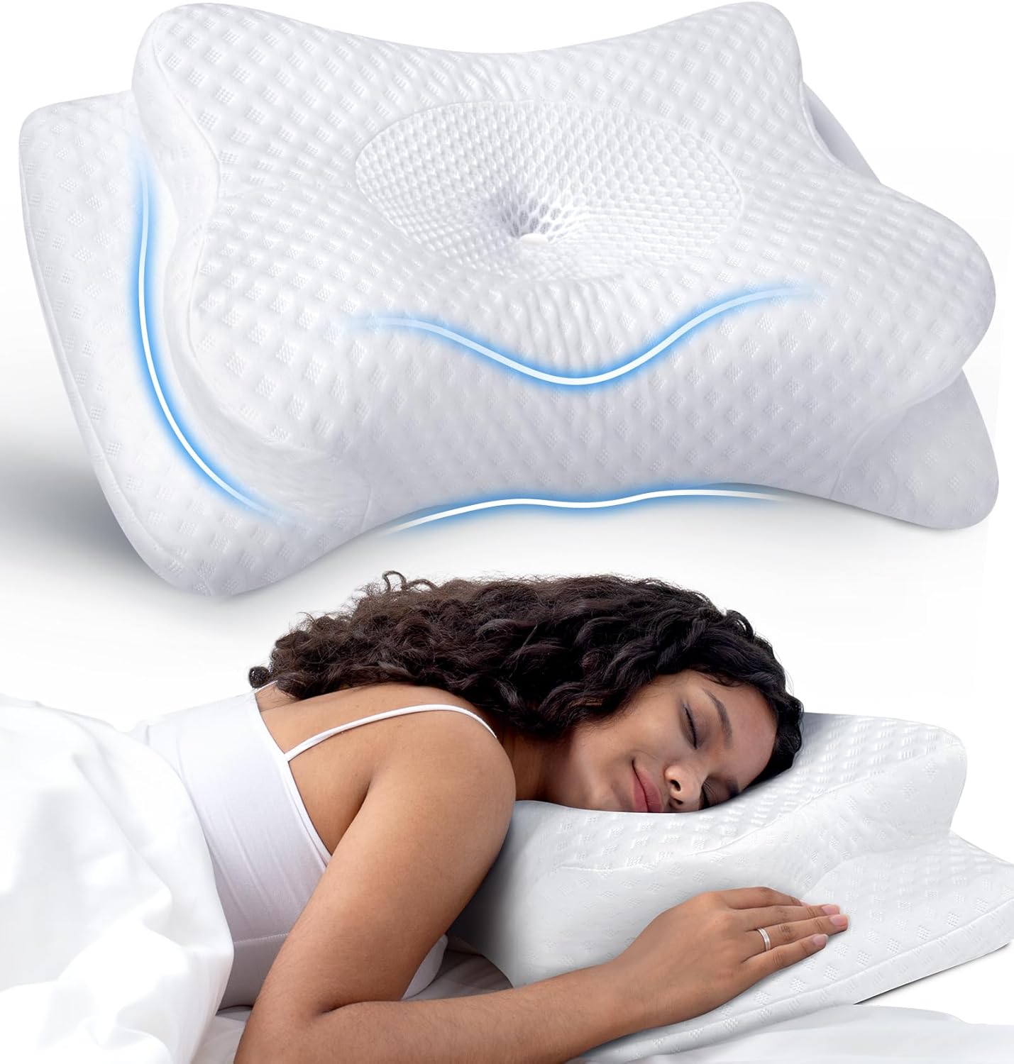 Cozyplayer Adjustable Contour Neck Pillow for Pain Relief and Support