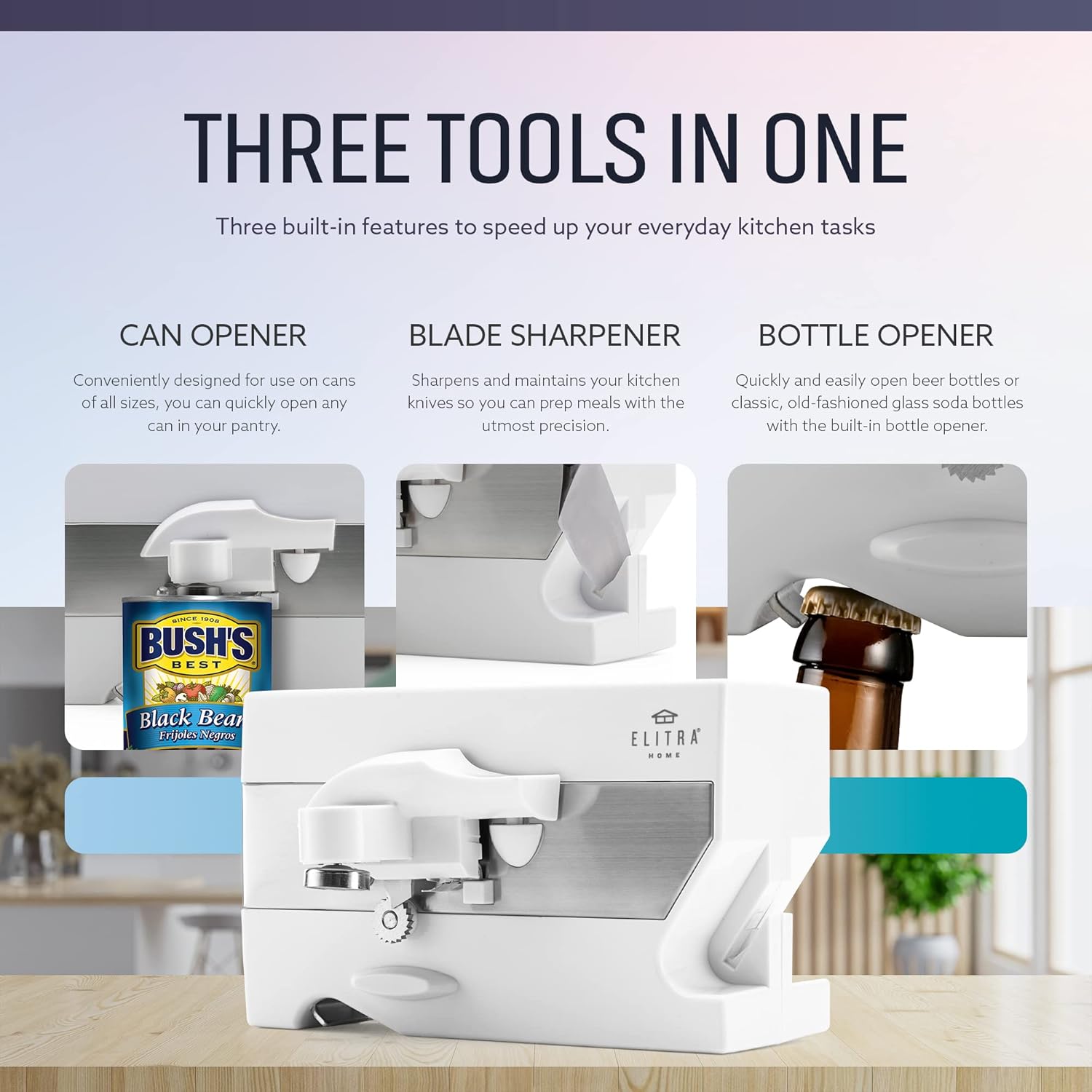 ELITRA HOME 3 in 1 Electric Can Opener Set