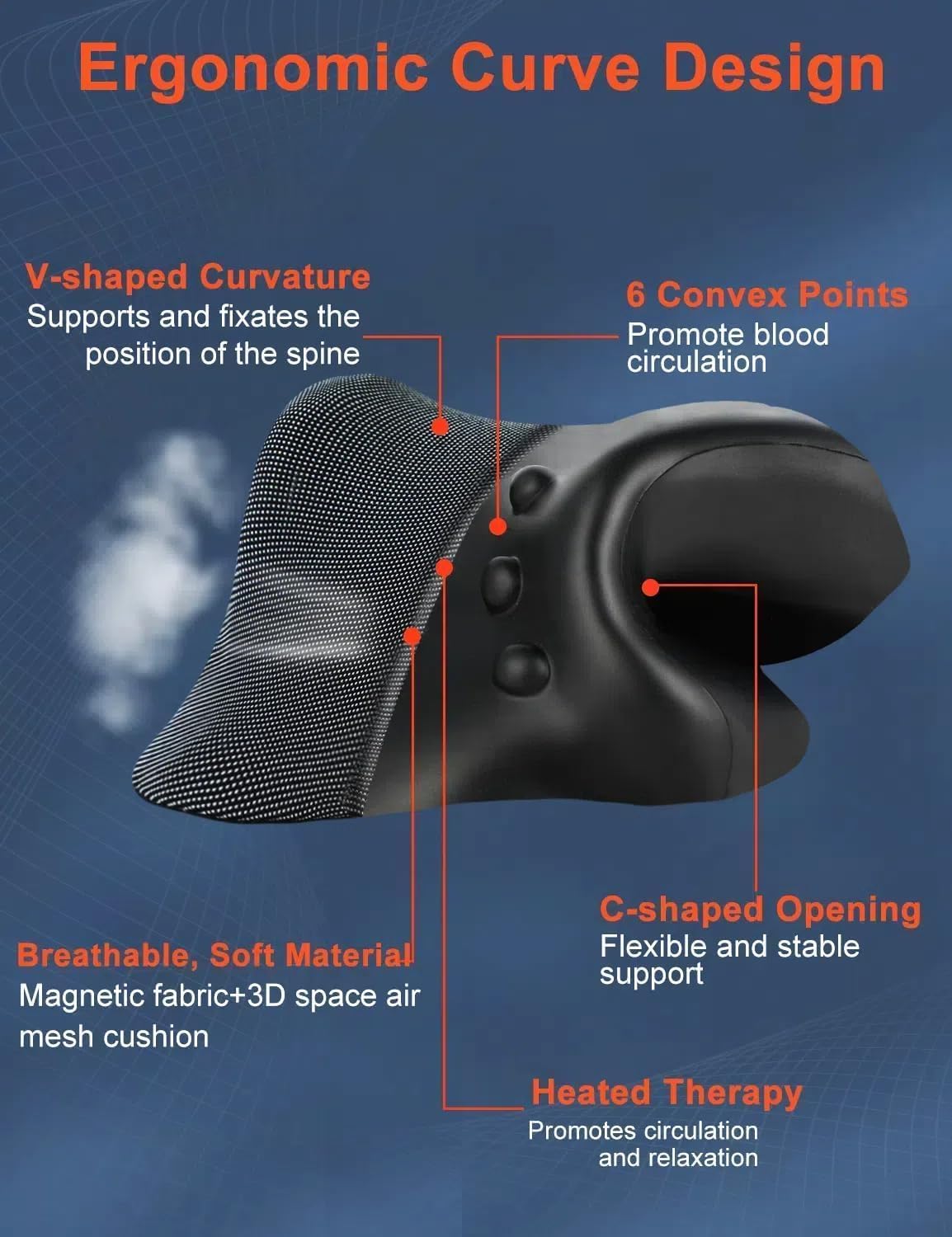 Wireless Heated Neck Stretcher with Graphene and Magnetic Therapy