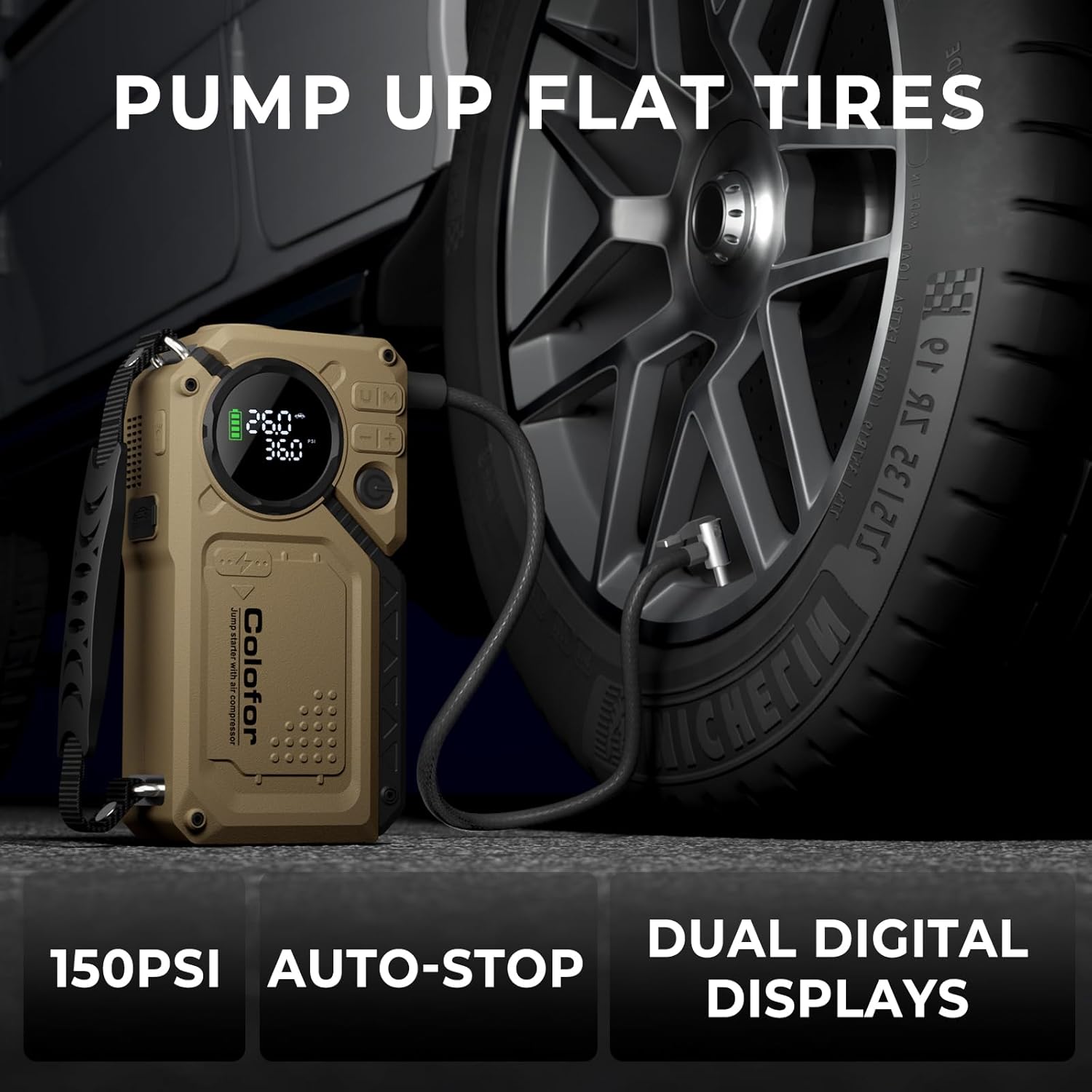 COLOFOR Portable Car Jump Starter with Air Compressor
