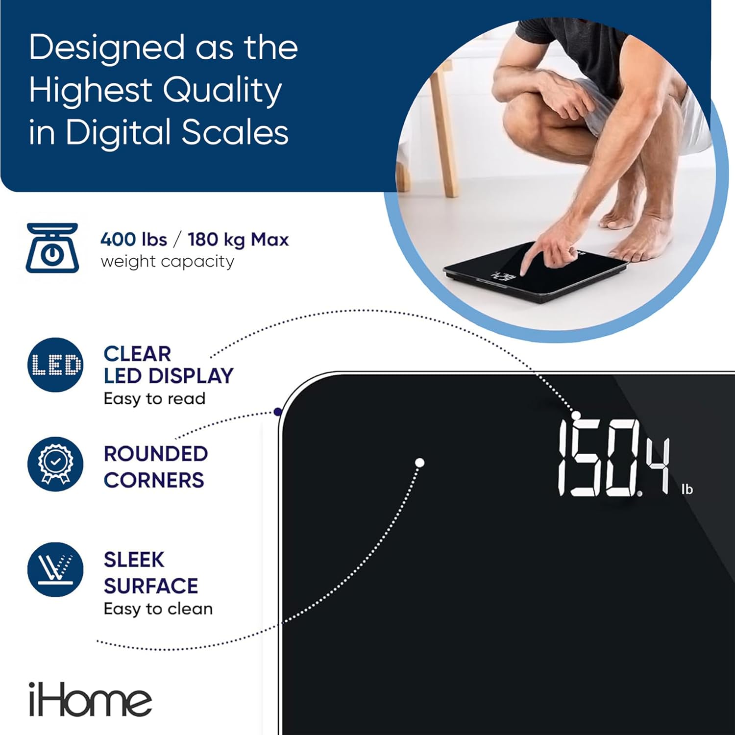 iHome Digital Scale for Body Weight Black
