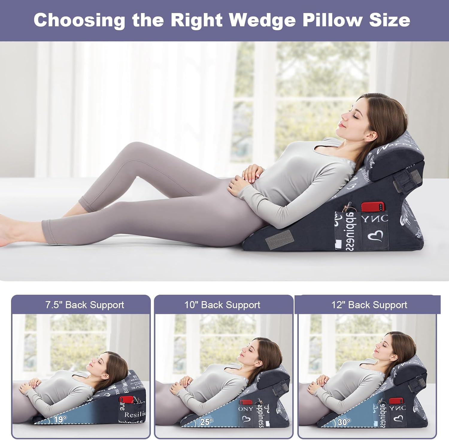 Wedge Pillow Headboard for Acid Reflux Relief and Back Pain