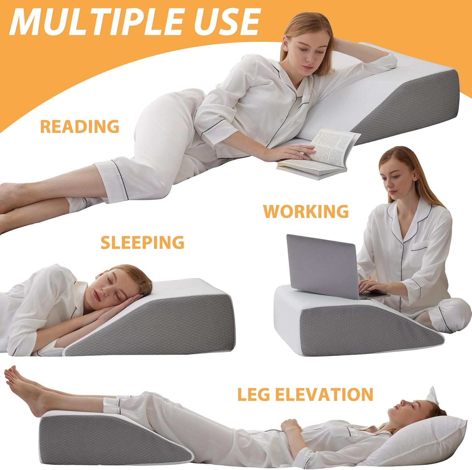 Bedluxe Leg Pillow 8 Inch Elevating Wedge for Post Surgery Swelling Relief