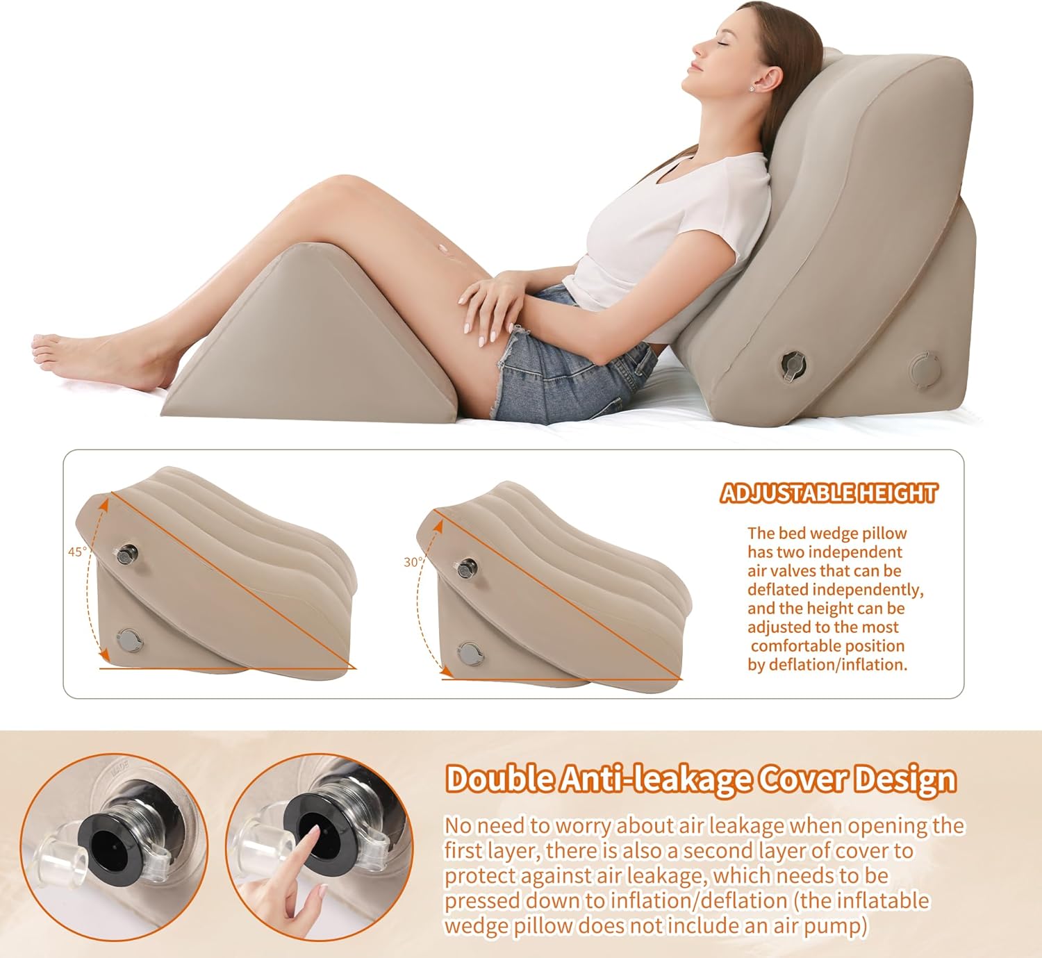 Toggloo Inflatable Wedge Pillow Set for Pain Relief and Comfort