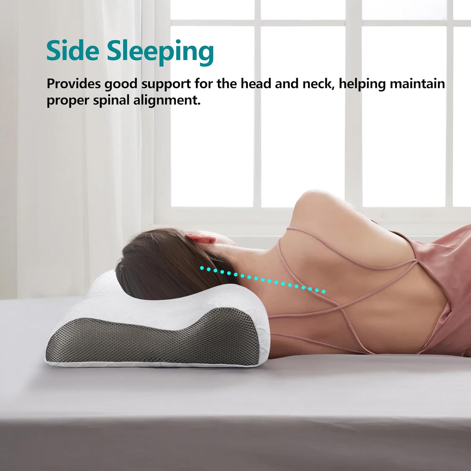 RESTCLOUD Contour Memory Foam Neck Pillow for Back and Side Sleepers