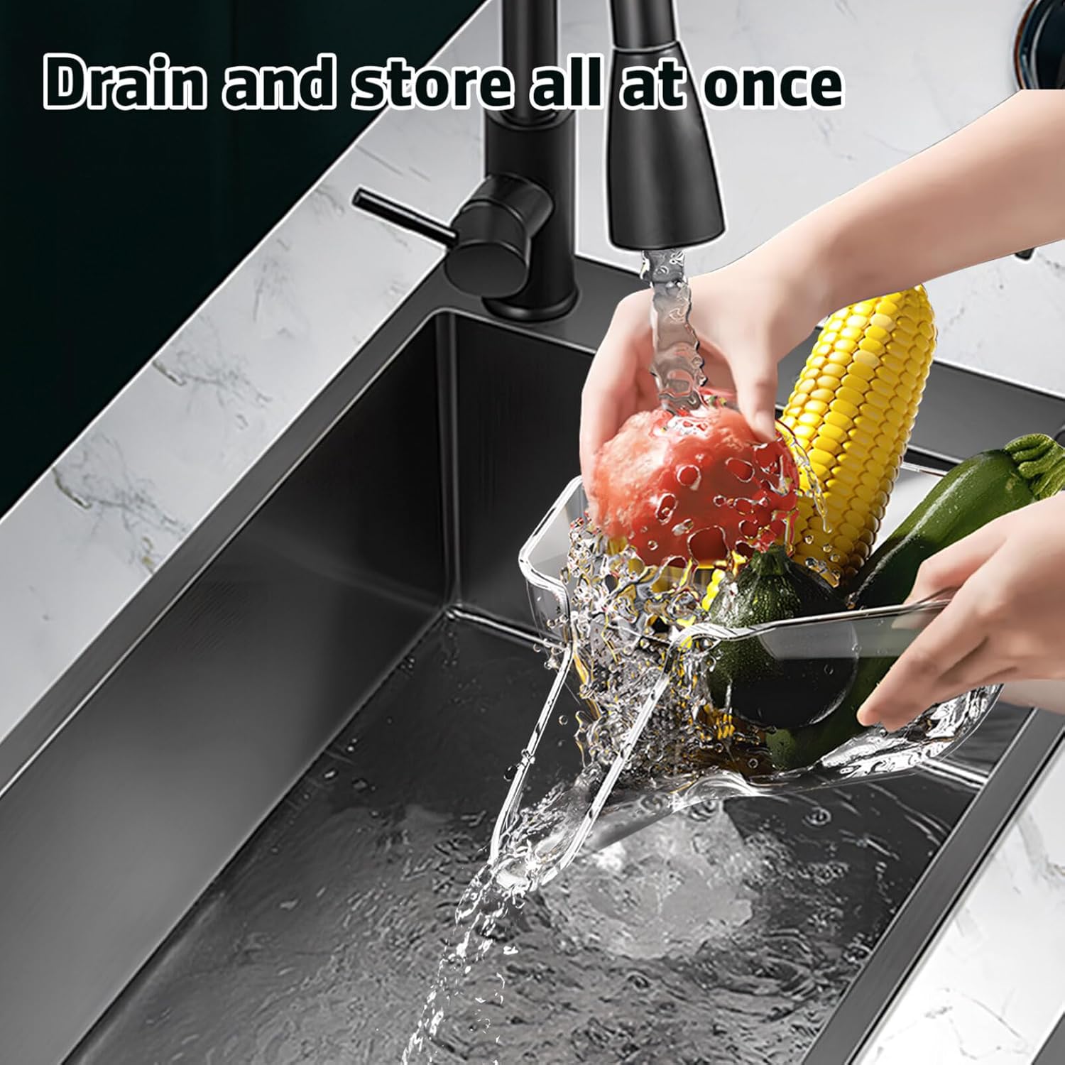 Cabilock Drain Basket Plastic Rice Strainer Colander