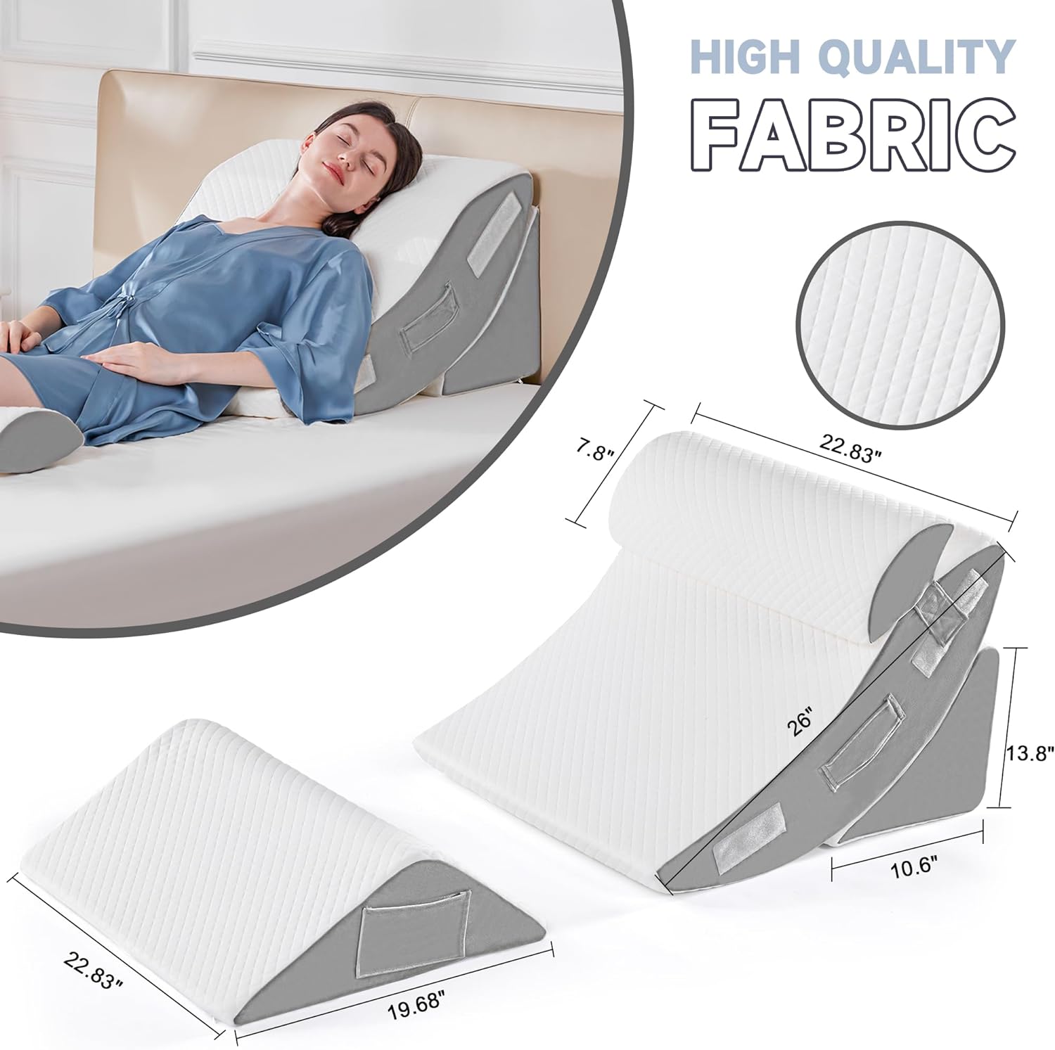 Yojoker 4PCS Orthopedic Wedge Pillow Set for Sleep Pain Relief