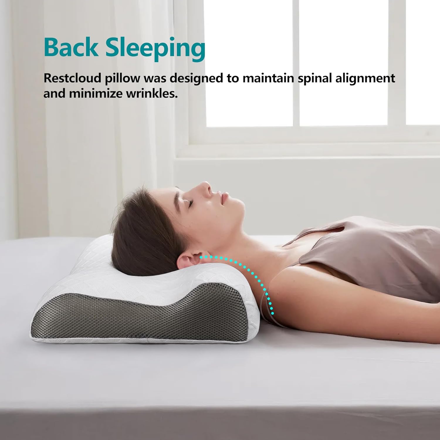 RESTCLOUD Contour Memory Foam Neck Pillow for Back and Side Sleepers