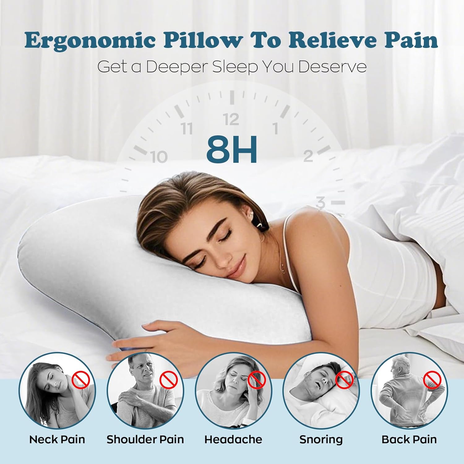 MIMCAT Cloud Contour Memory Foam Pillow with Cooling Cover