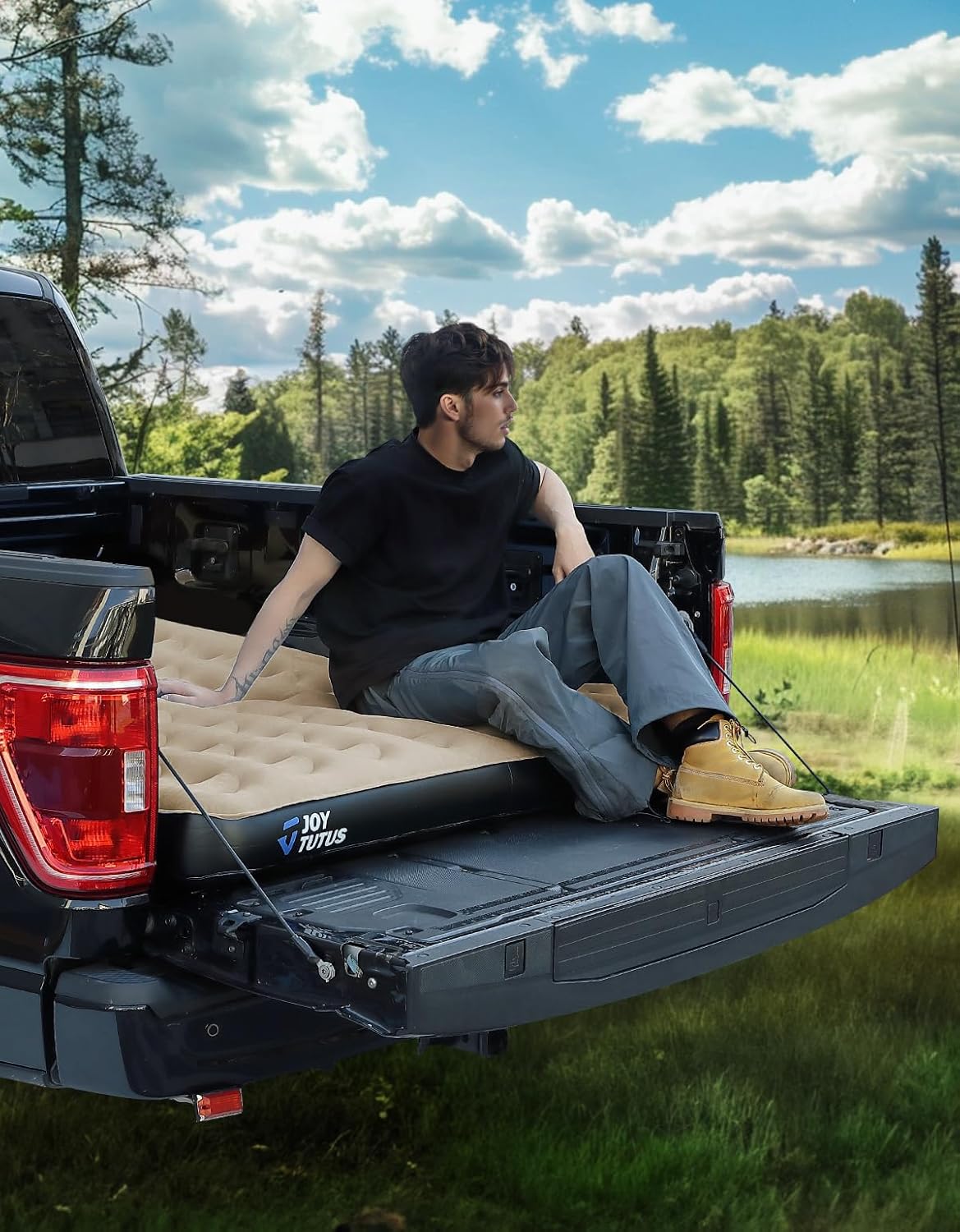 JOYTUTUS Truck Bed Air Mattress with Built-in Pump and Cup Holder 1