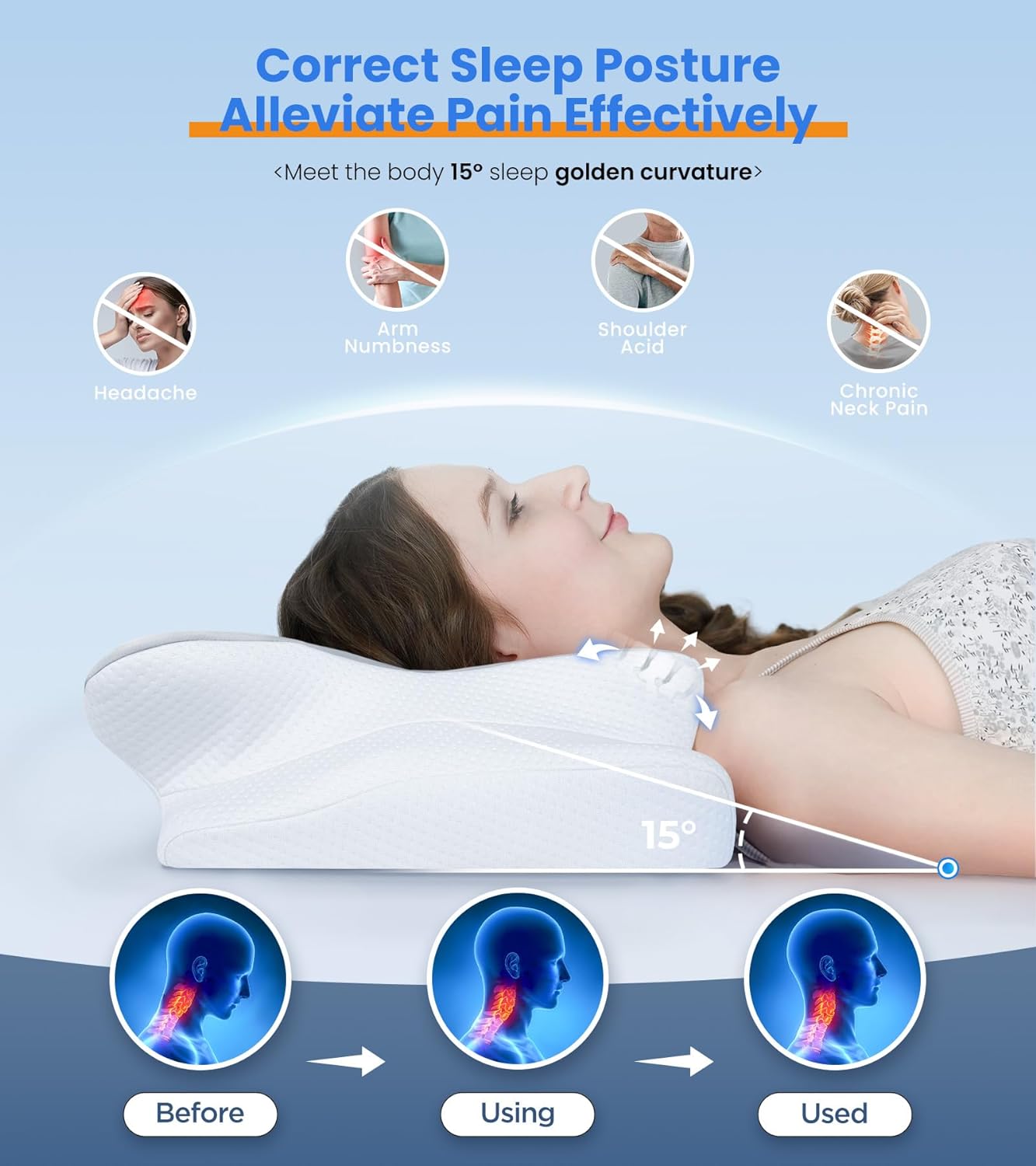 Cozyplayer Cooling Pillow for Neck Pain Relief and Support