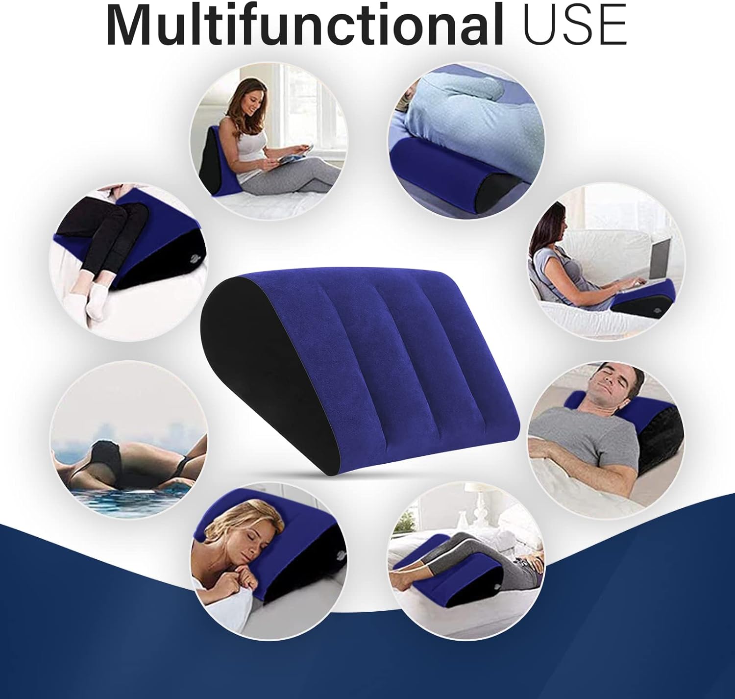 Portable Wedge Pillow Inflatable Cushion - Blue