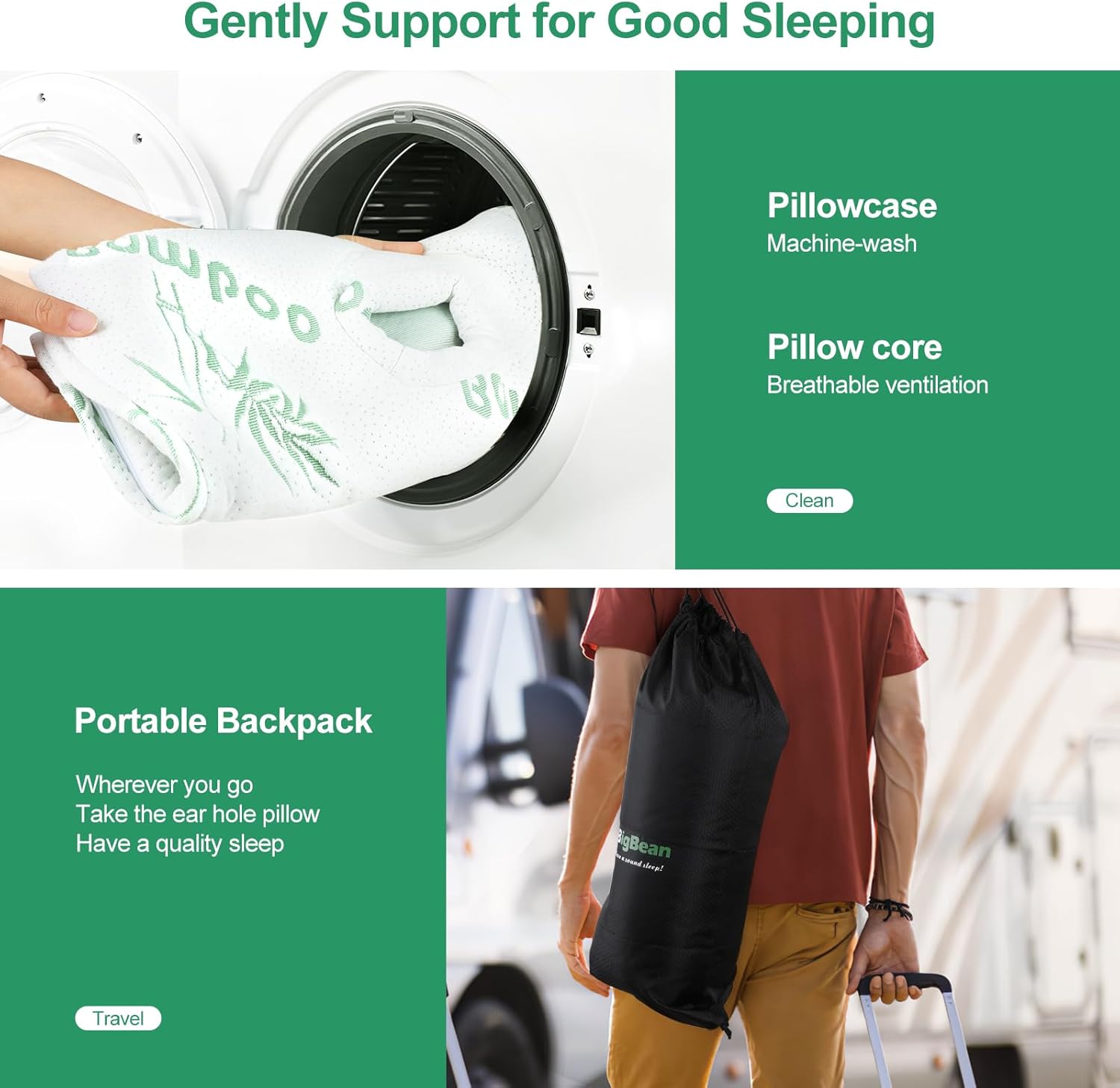 ibigbean Portable Ear Pillow for Pain Relief and Comfort Sleeping