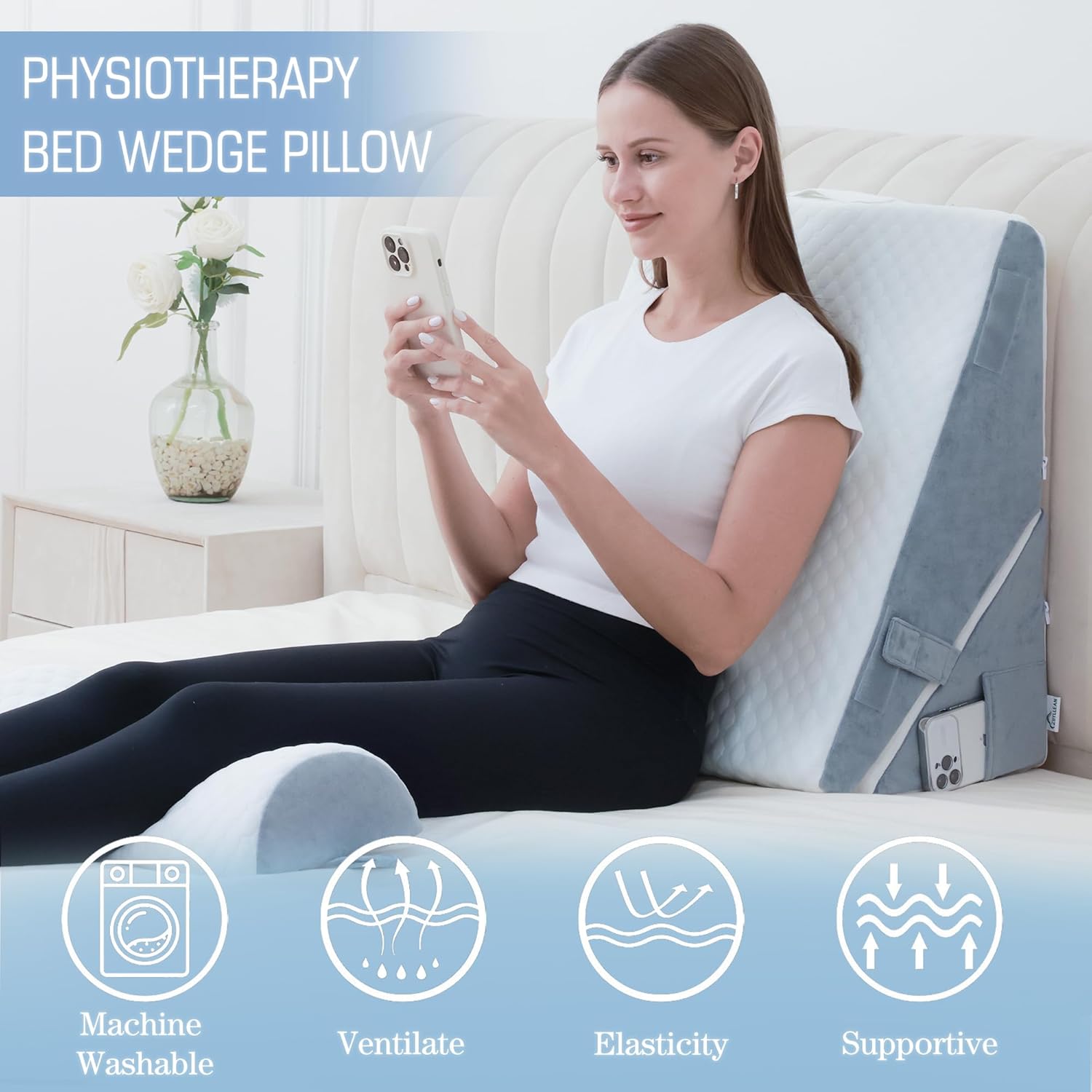 Ziiyllean 3Pcs Adjustable Memory Foam Wedge Pillow Set