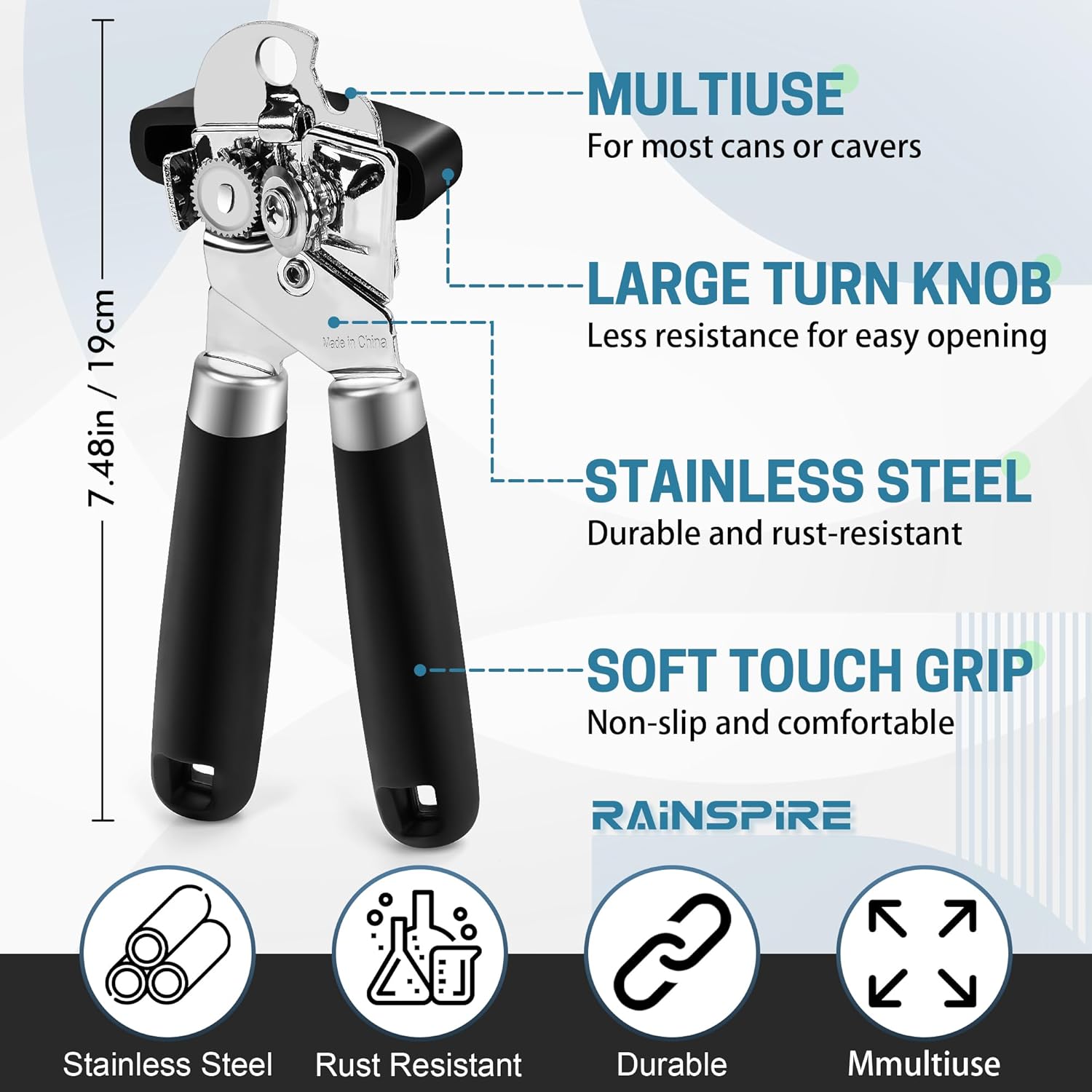 Rainspire Upgraded Manual Can Opener with Bottle Opener 1
