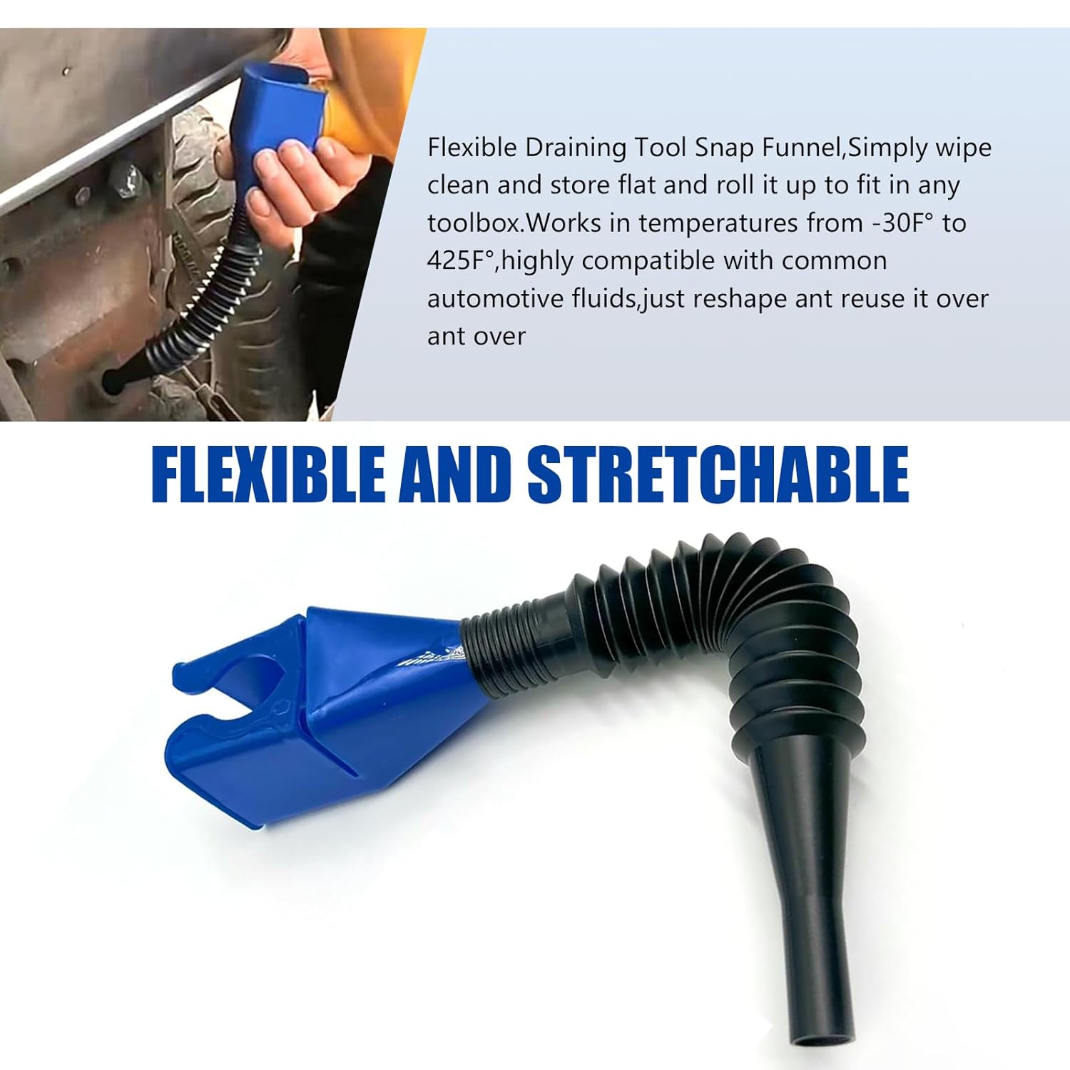 2 PCS Auto Flexible Funnel with Extendable Spout and Snap Seal