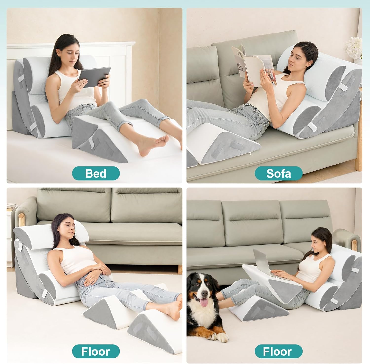 Hansleep 6PCS Orthopedic Wedge Pillow Set for Sleep and Pain Relief