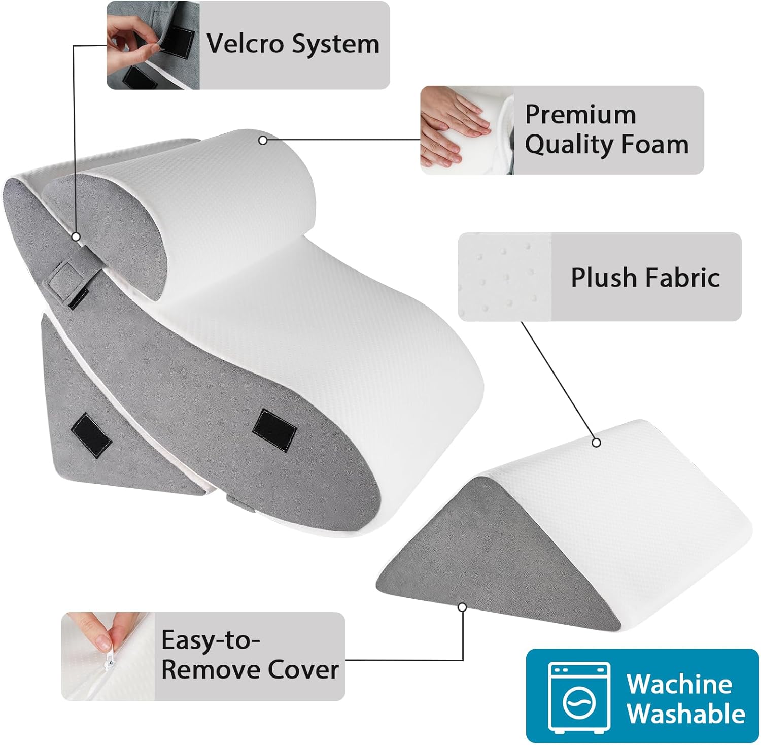 4PCS Orthopedic Wedge Pillow Set for Back Leg Support