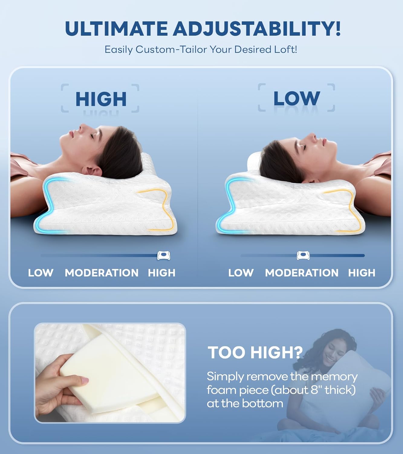 Cozyplayer Adjustable Contour Neck Pillow for Pain Relief and Support