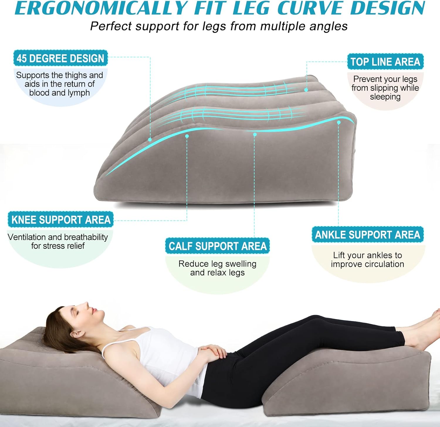BLABOK Inflatable Leg Elevation Pillow for Swelling Relief