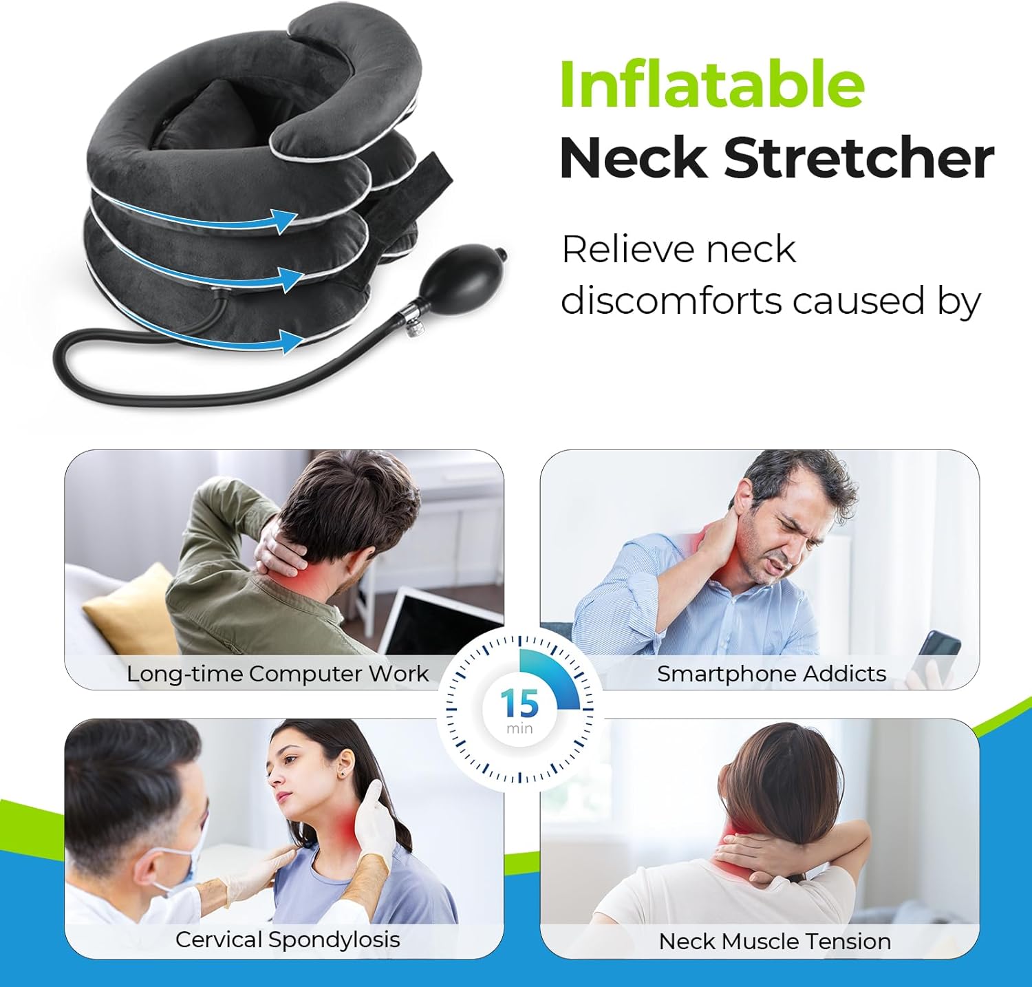 AUVON Inflatable Neck Stretcher for Cervical Traction