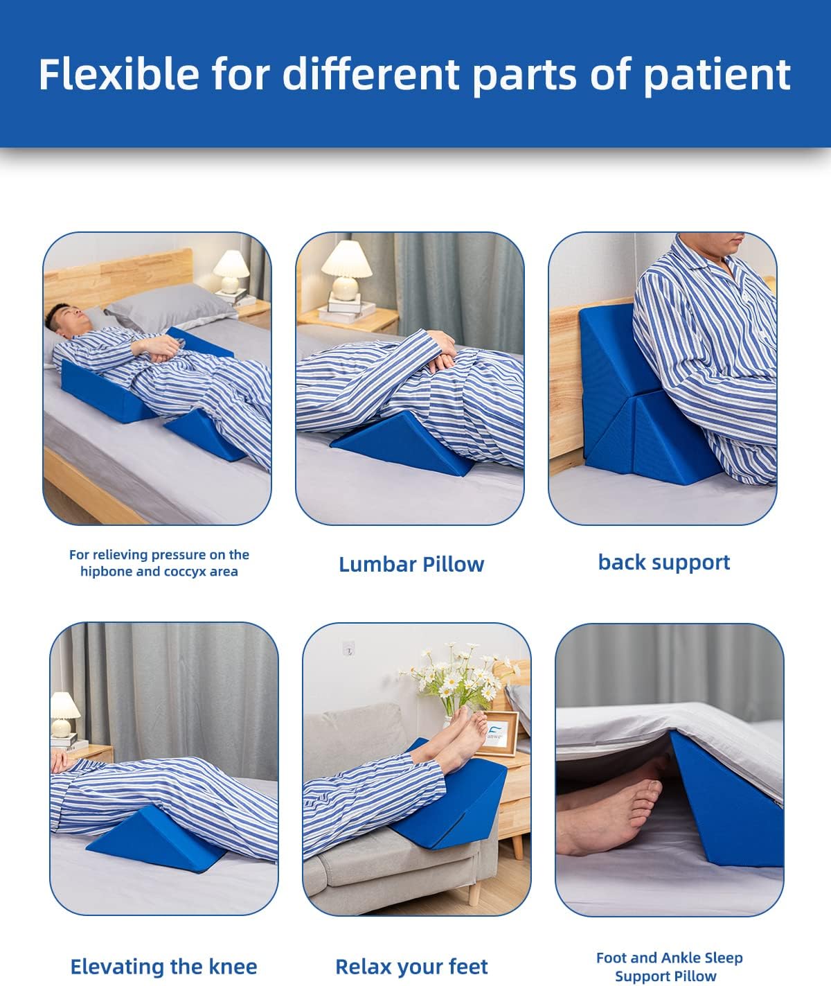 Fanwer 3 in 1 Wedge Pillow Set for Side Sleepers