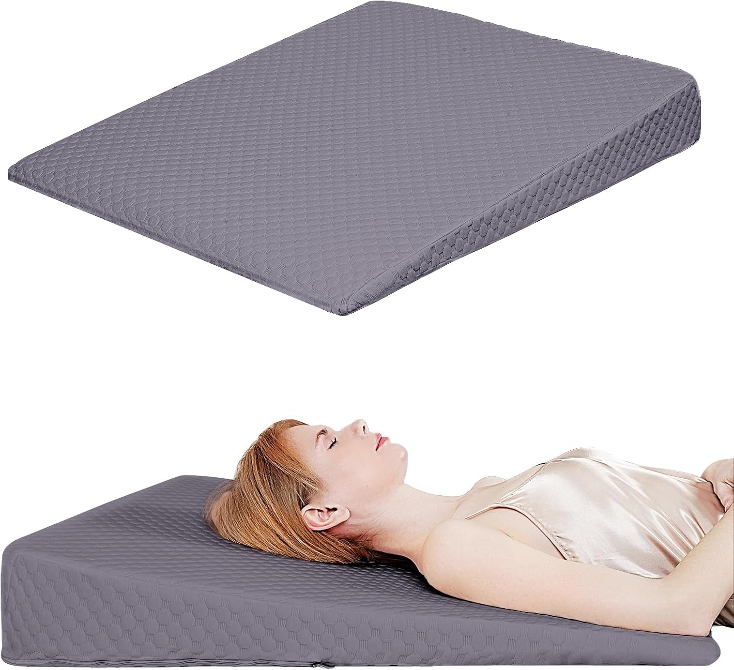 VADSBO 5in Gray Foam Wedge Pillow with Washable Cover
