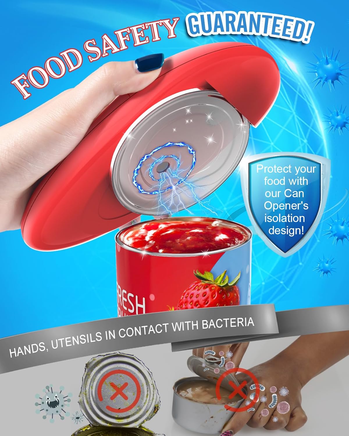 KingGardan Electric Can Opener One-Touch Automatic with Smooth Edge