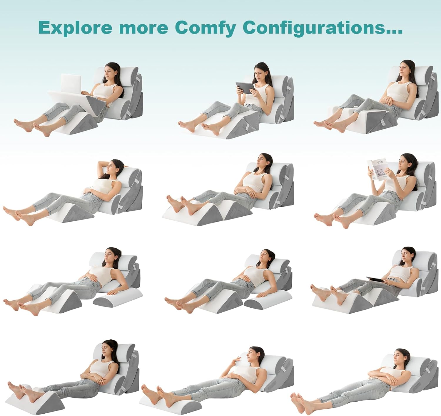 Hansleep 6PCS Orthopedic Wedge Pillow Set for Sleep and Pain Relief