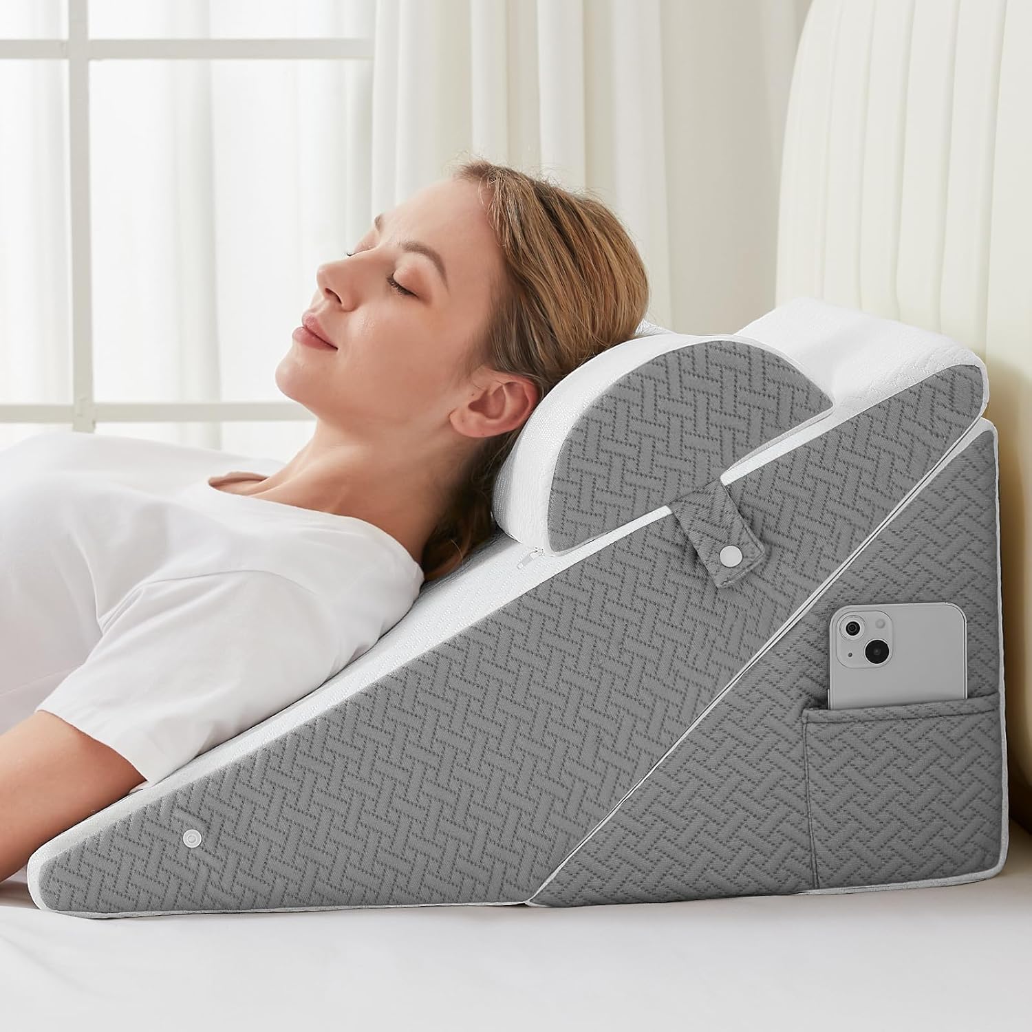 Sasttie Wedge Pillow Set with Memory Foam and Adjustable Heights