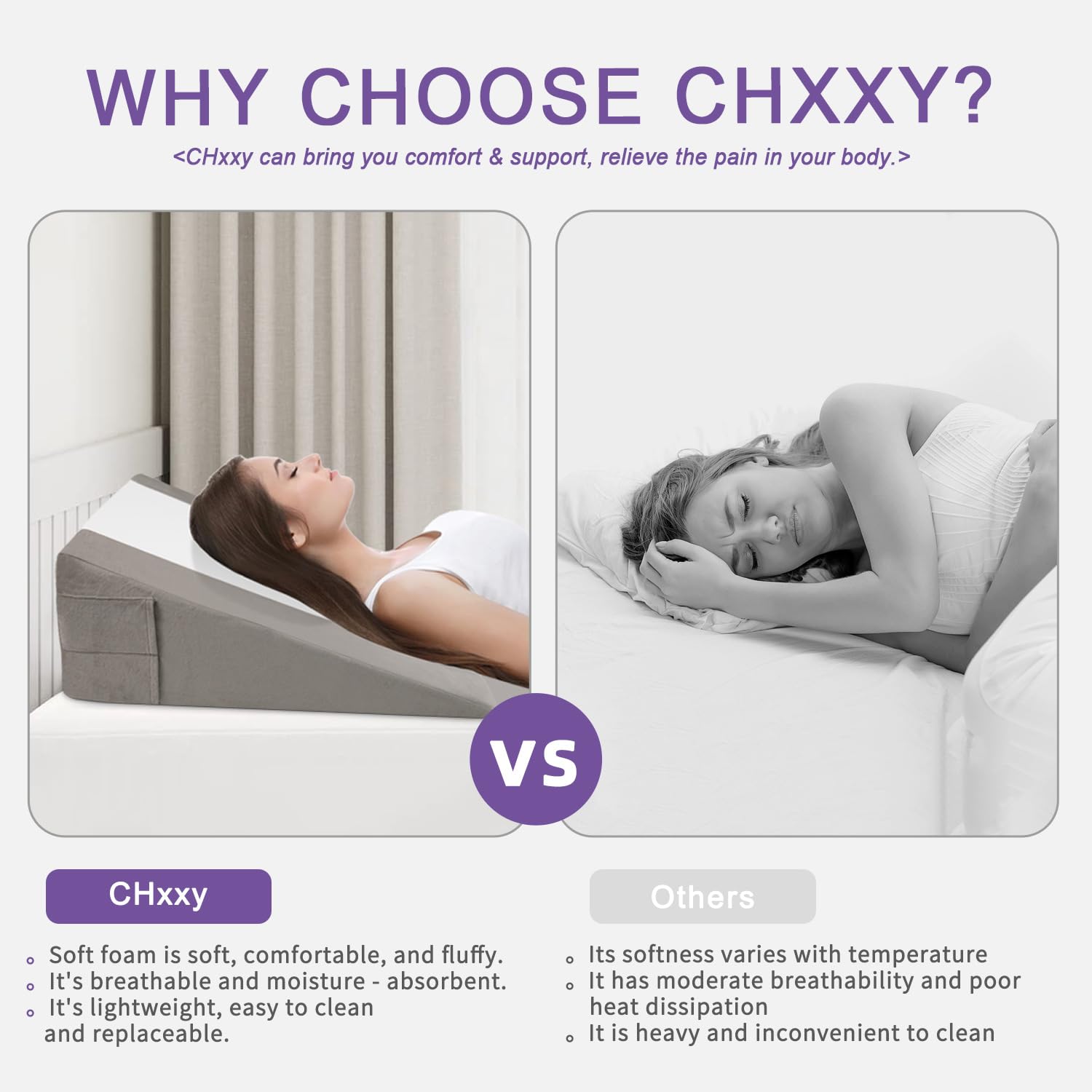 Premium Foam Wedge Pillow for Sleep and Back Support
