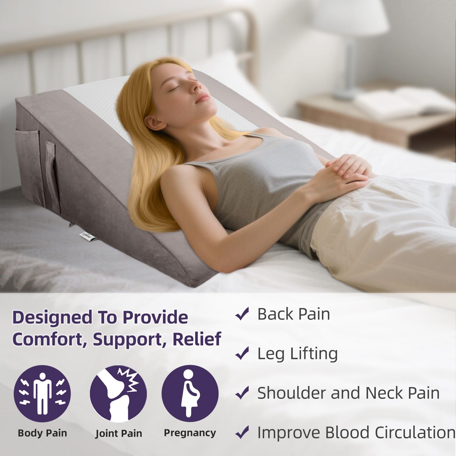 Premium Foam Wedge Pillow for Sleep and Back Support