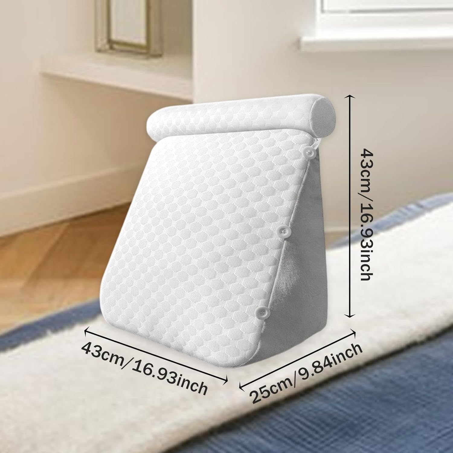 SiaBiced Wedge Pillow for Headboard Back Support Adjustable Headrest Grey