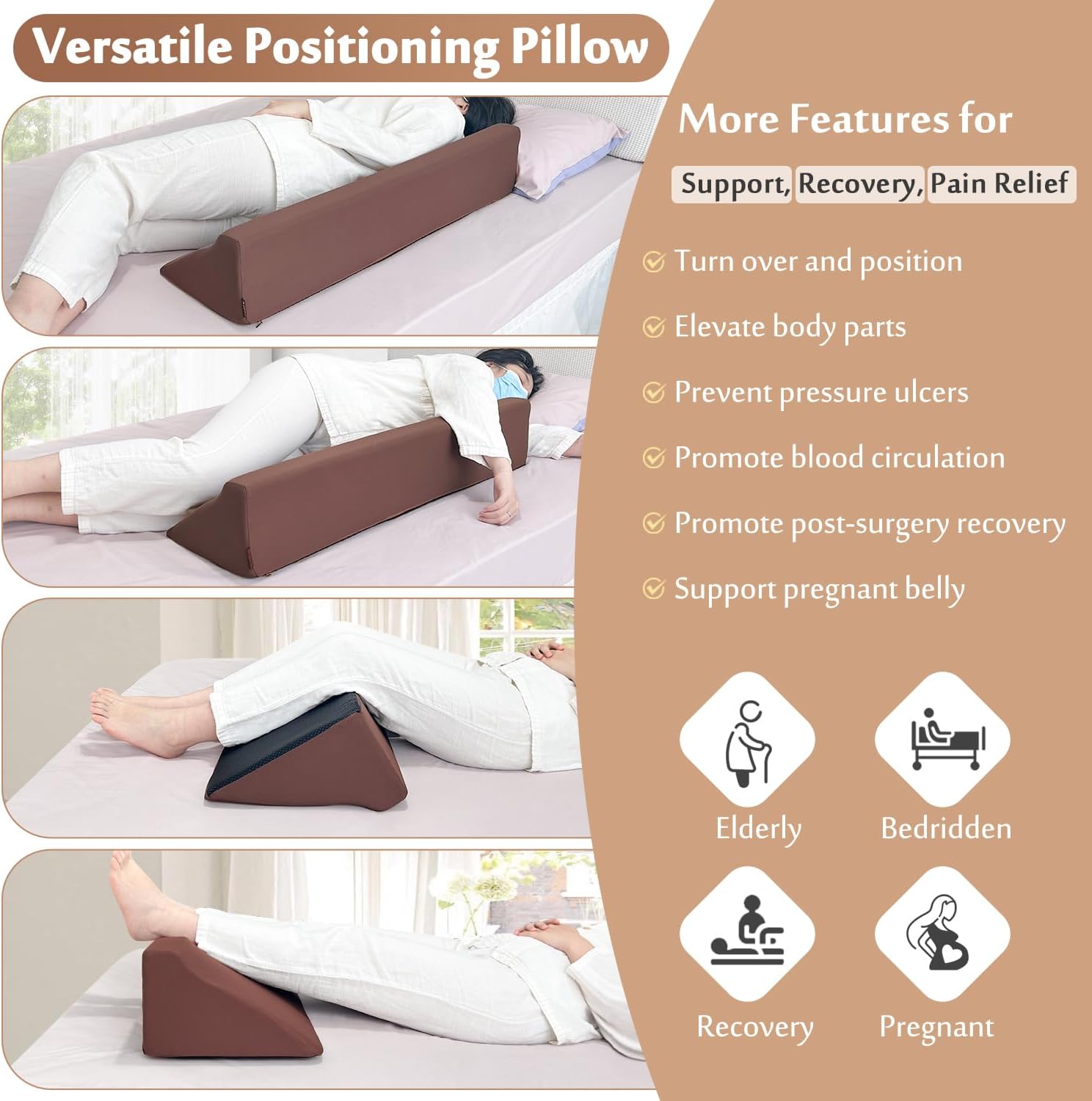 AOSSA Bed Rail Foam Wedge for Elderly Safety and Comfort