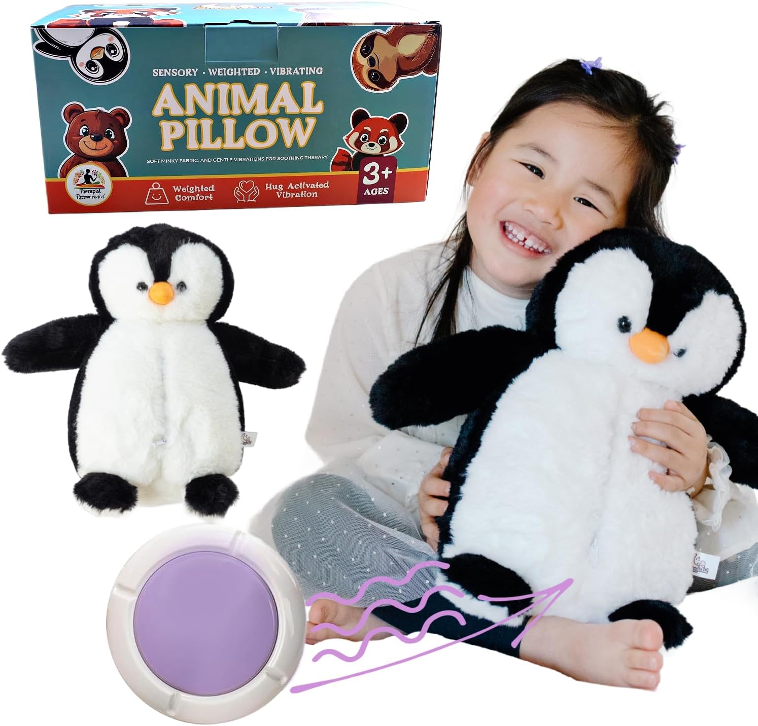 Snugglekid Penguin Vibrating Weighted Pillow for Kids Adults