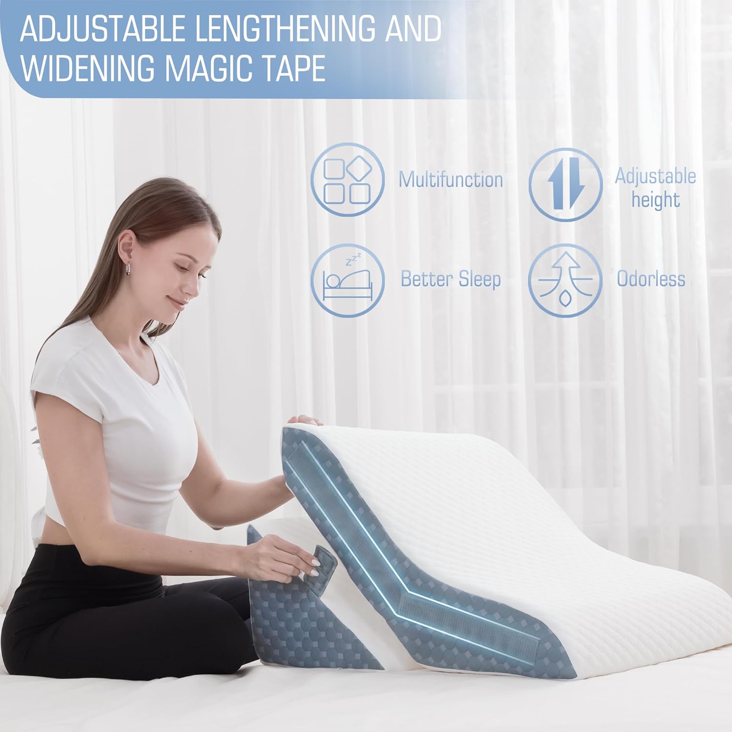 Ziiyllean 20-in-1 Adjustable Bed Wedge Pillow for Back Pain Relief