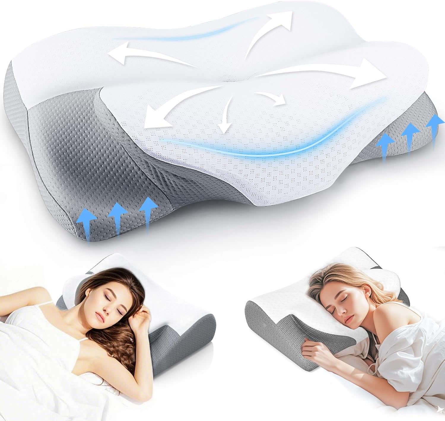 LUOFNI Contoured Neck Support Pillow for Side Sleepers