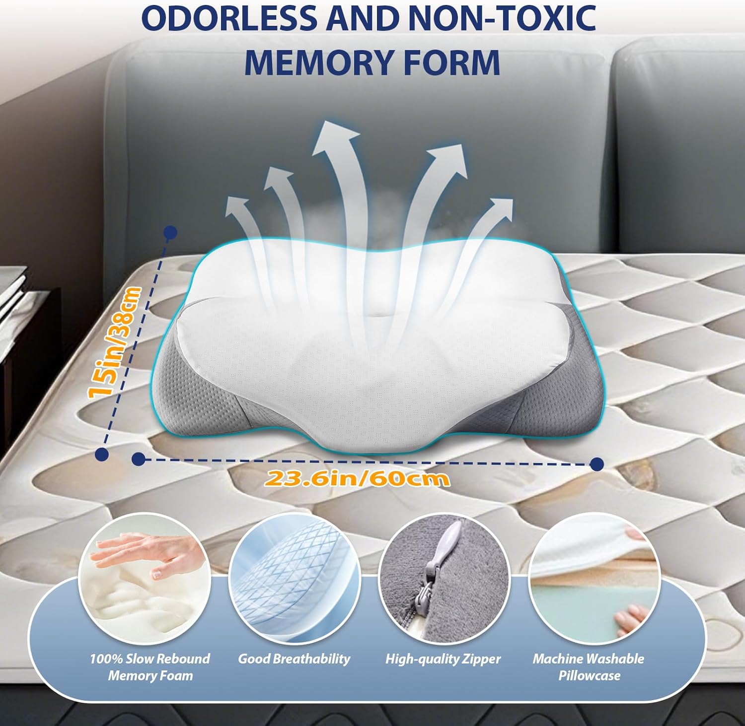 LUOFNI Contoured Neck Support Pillow for Side Sleepers