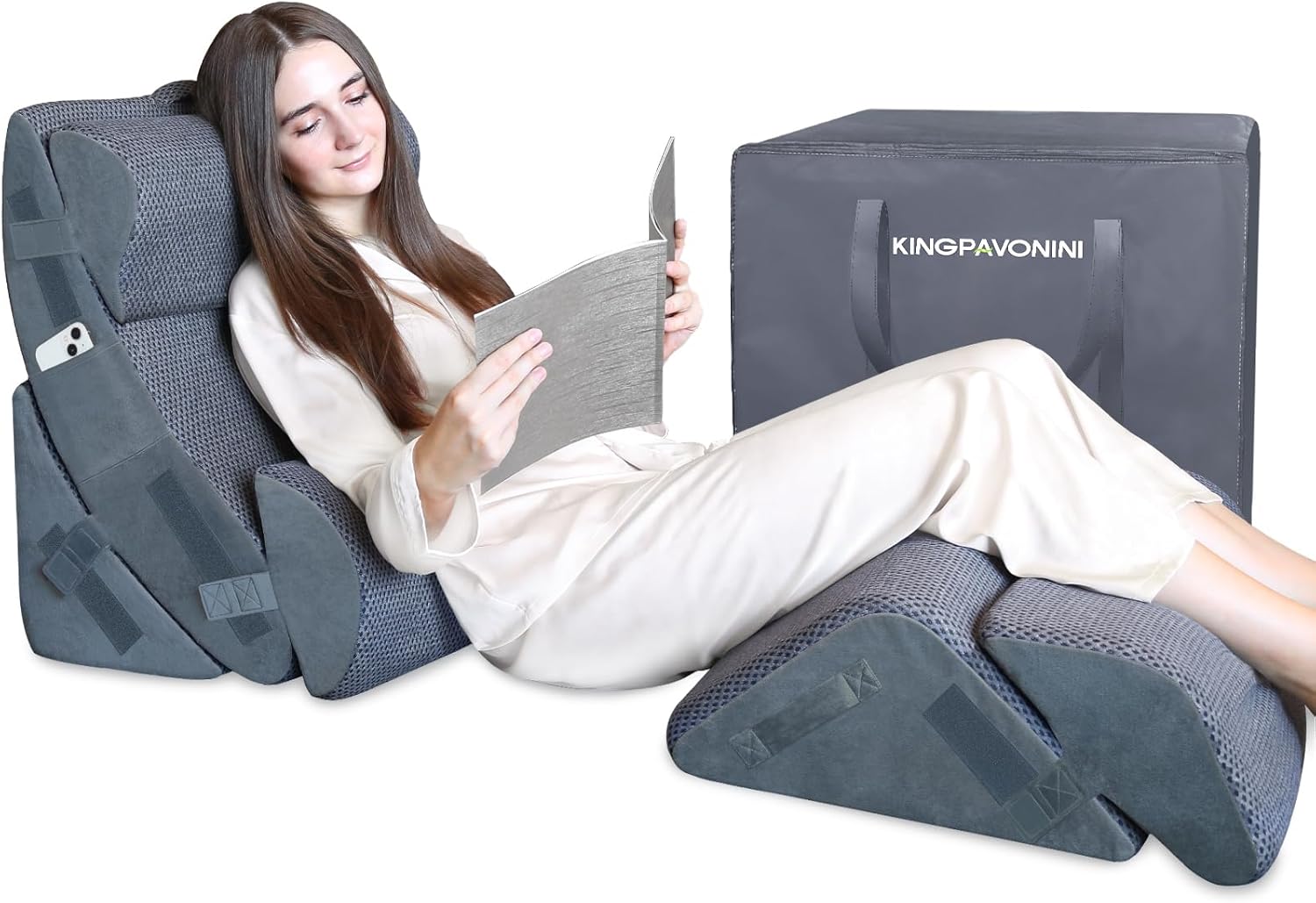 KingPavonini 6PCS Orthopedic Bed Wedge Pillow with Travel Bag