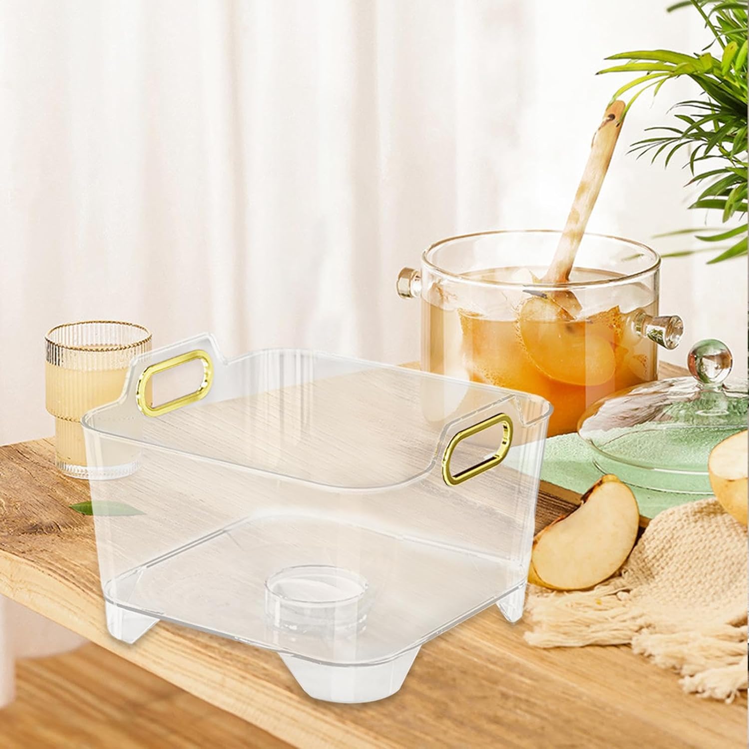 MagiDeal Clear Vegetable Washing Basket with Drain and Anti-Slip Design
